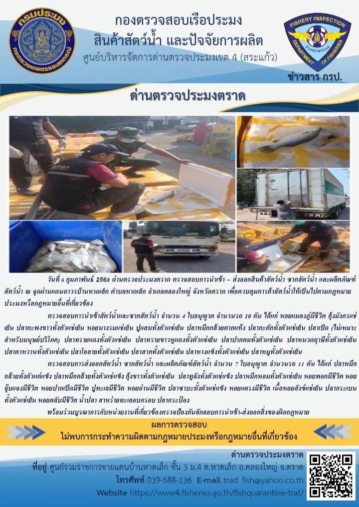 ผลการปฏิบัติงานประจำวันที่ 6 กุมภาพันธ์ 2568..คลิก
