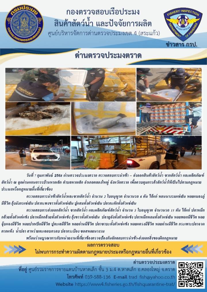 ผลการปฏิบัติงานประจำวันที่ 7 กุมภาพันธ์ 2568..คลิก