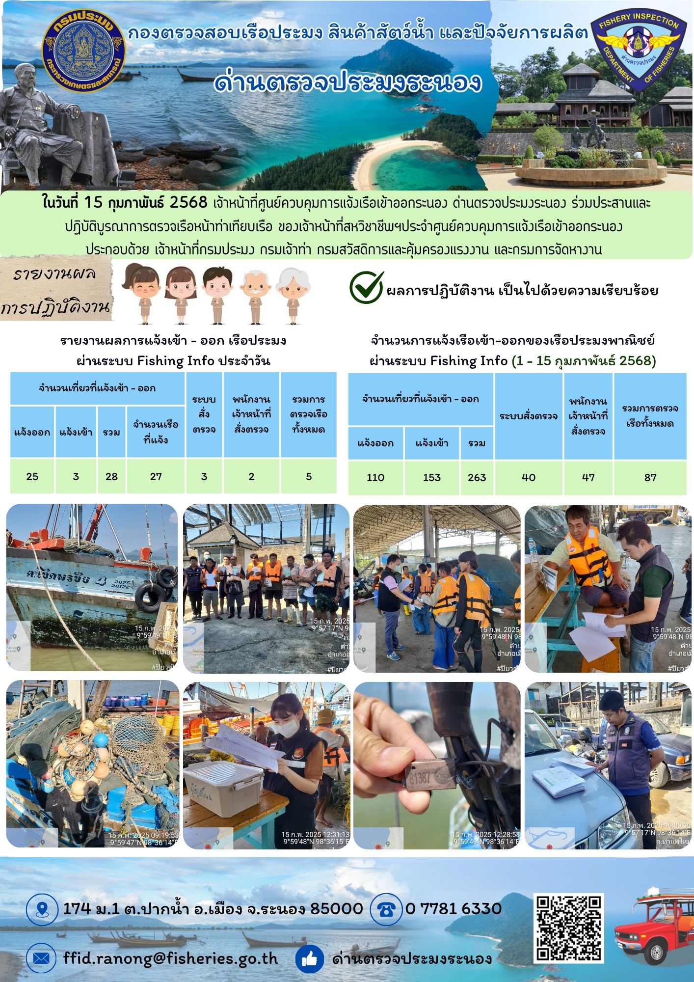 ตรวจสอบเรือประมงพาณิชย์ ณ ท่าเทียบเรือประมง..คลิก