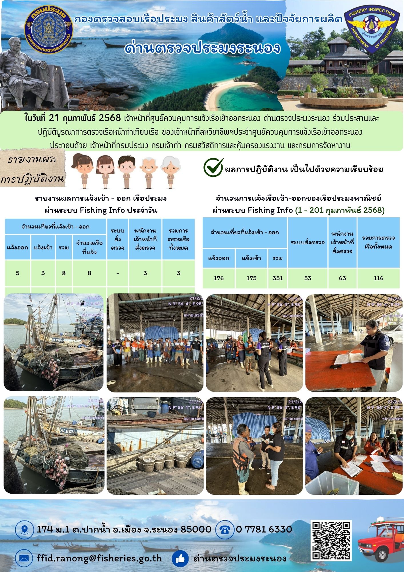 ตรวจสอบเรือประมงพาณิชย์ ณ ท่าเทียบเรือประมง..คลิก