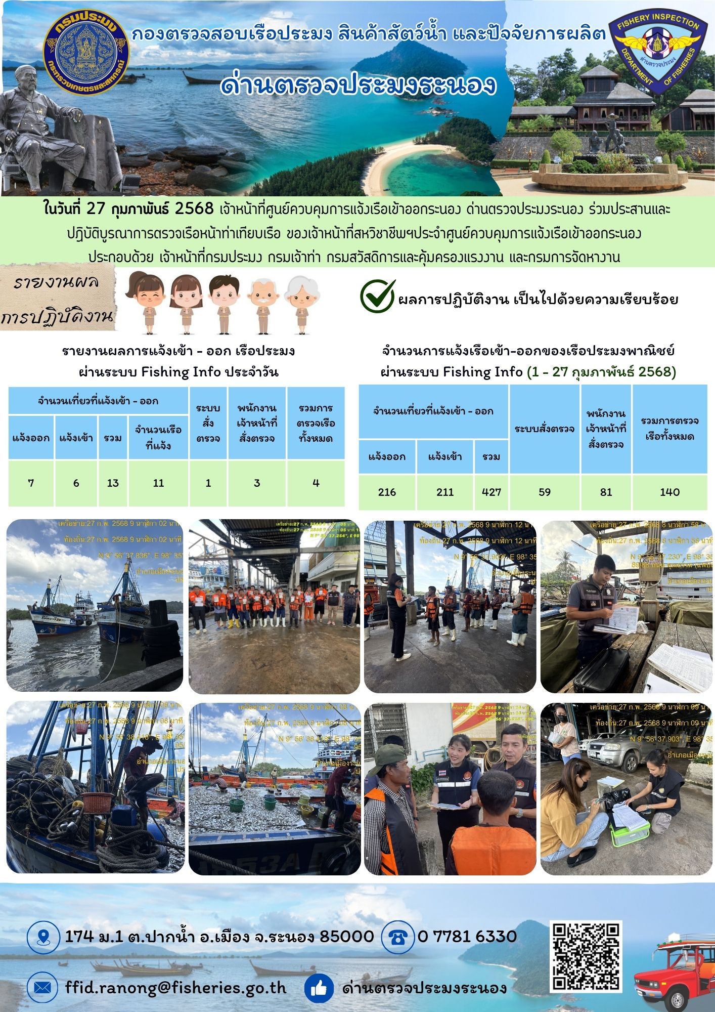 ตรวจสอบเรือประมงพาณิชย์ ณ ท่าเทียบเรือประมง..คลิก