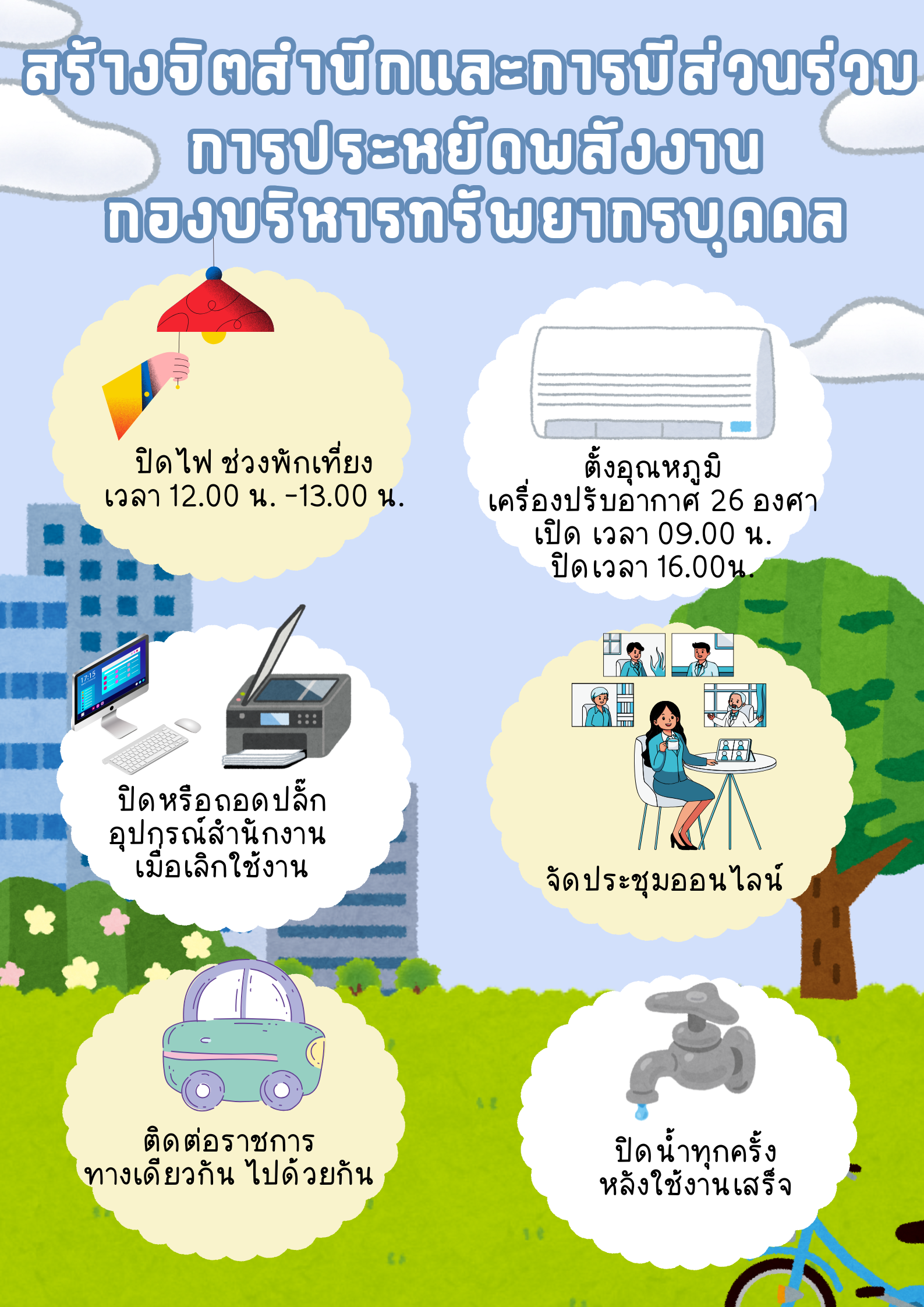 การสร้างจิตสำนึกและการมีสวนร่วมการประหยัดพลังงาน กองบริหารทรัพยากรบุคคล