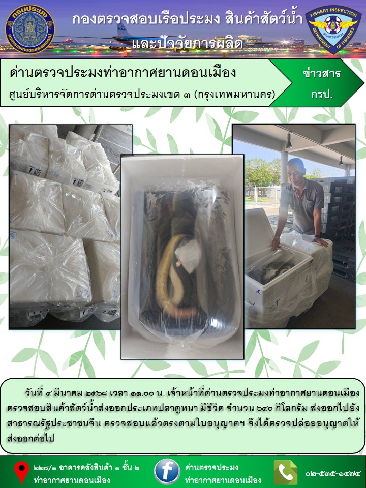 ตรวจสอบสินค้าสัตว์น้ำส่งออก