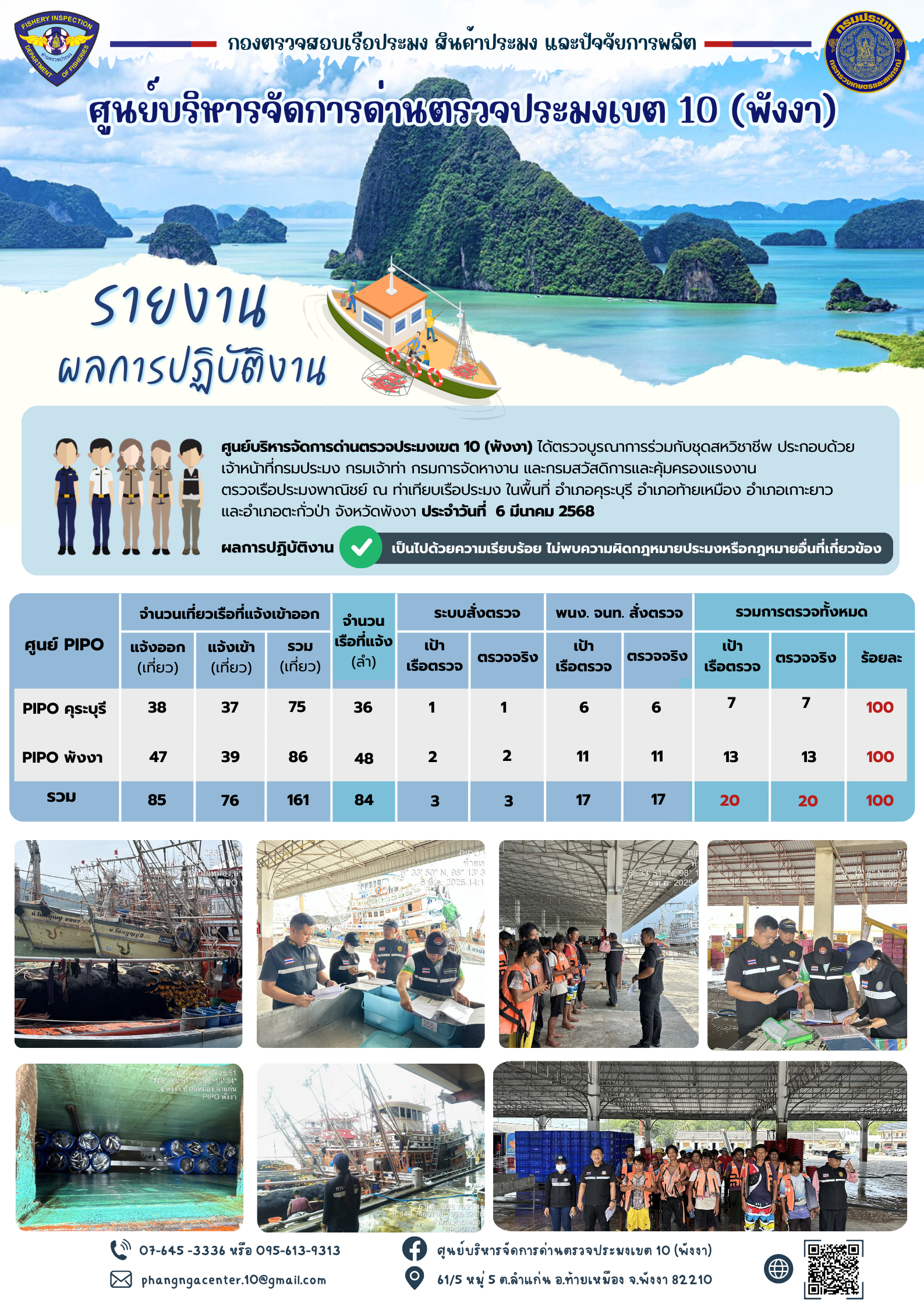 ข่าวประชาสัมพันธ์กิจกรรมการตรวจเรือประมงพาณิชย์แจ้งเข้า - ออก วันที่ 6 มีนาคม 2568..คลิก