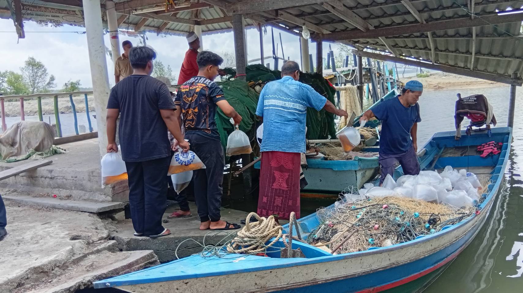 กิจกรรมปล่อยพันธุ์กุ้งทะเล จำนวน 600,000 ตัว  บริเวณอ่าวปัตตานี บ้านดาโต๊ะ ต.แหลมโพธิ์ อ.ยะหริ่ง จ.ปัตตานี