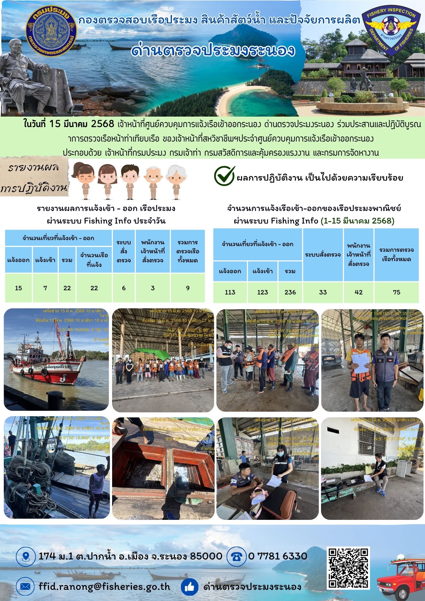 ตรวจสอบเรือประมงพาณิชย์ ณ ท่าเทียบเรือประมง..คลิก