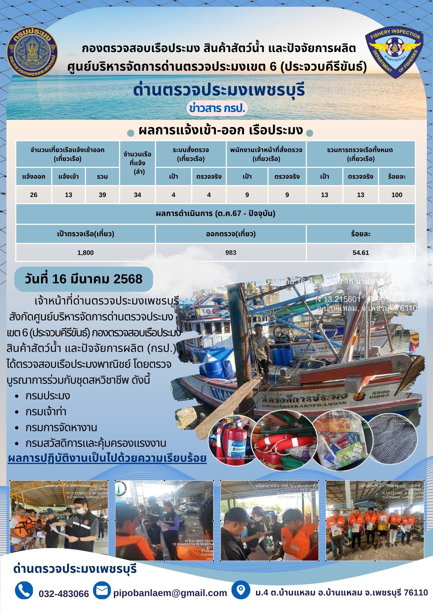 ตรวจสอบเรือประมงพาณิชย์ ณ ท่าเทียบเรือประมง..คลิก