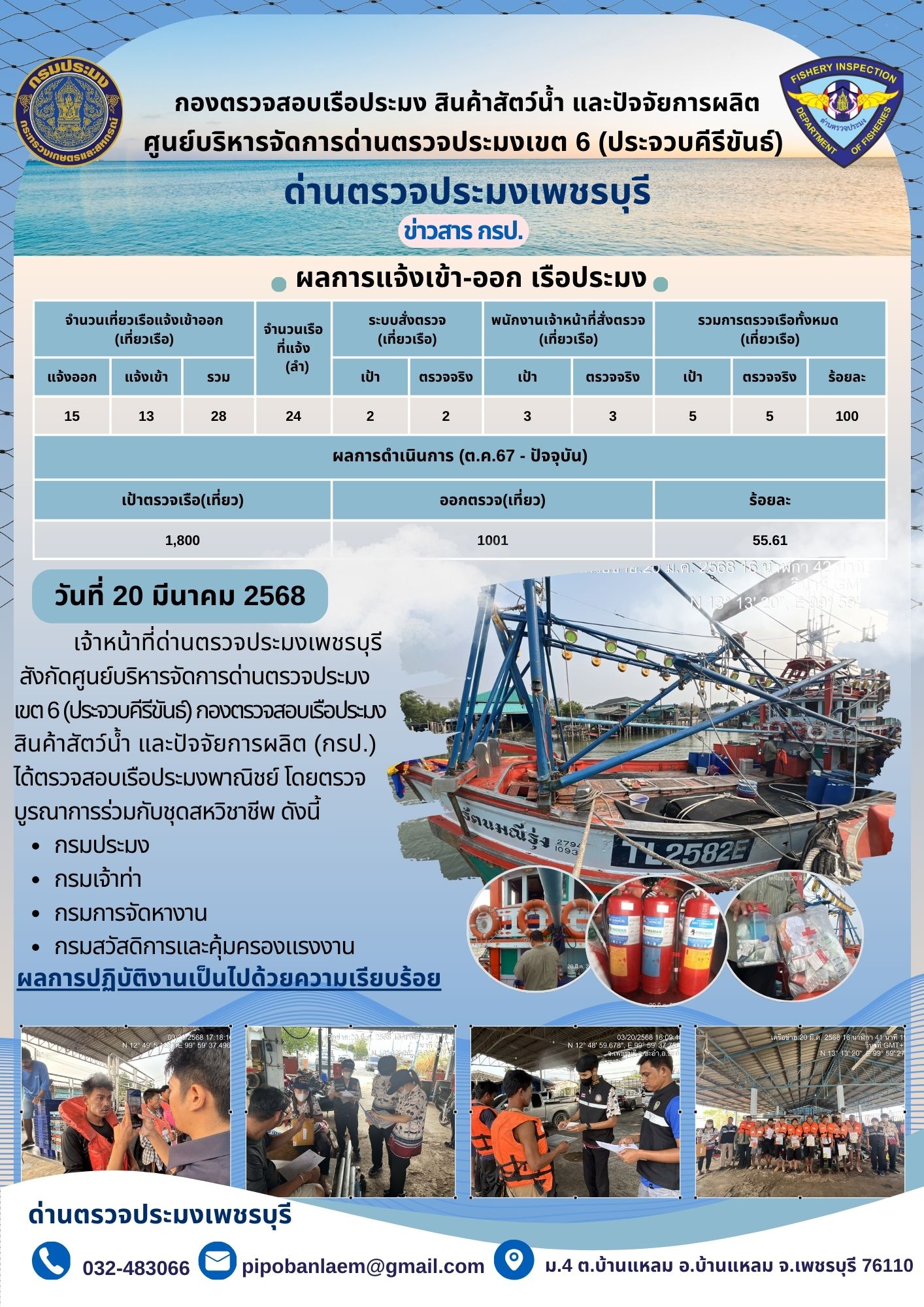 ตรวจสอบเรือประมงพาณิชย์ ณ ท่าเทียบเรือประมง..คลิก