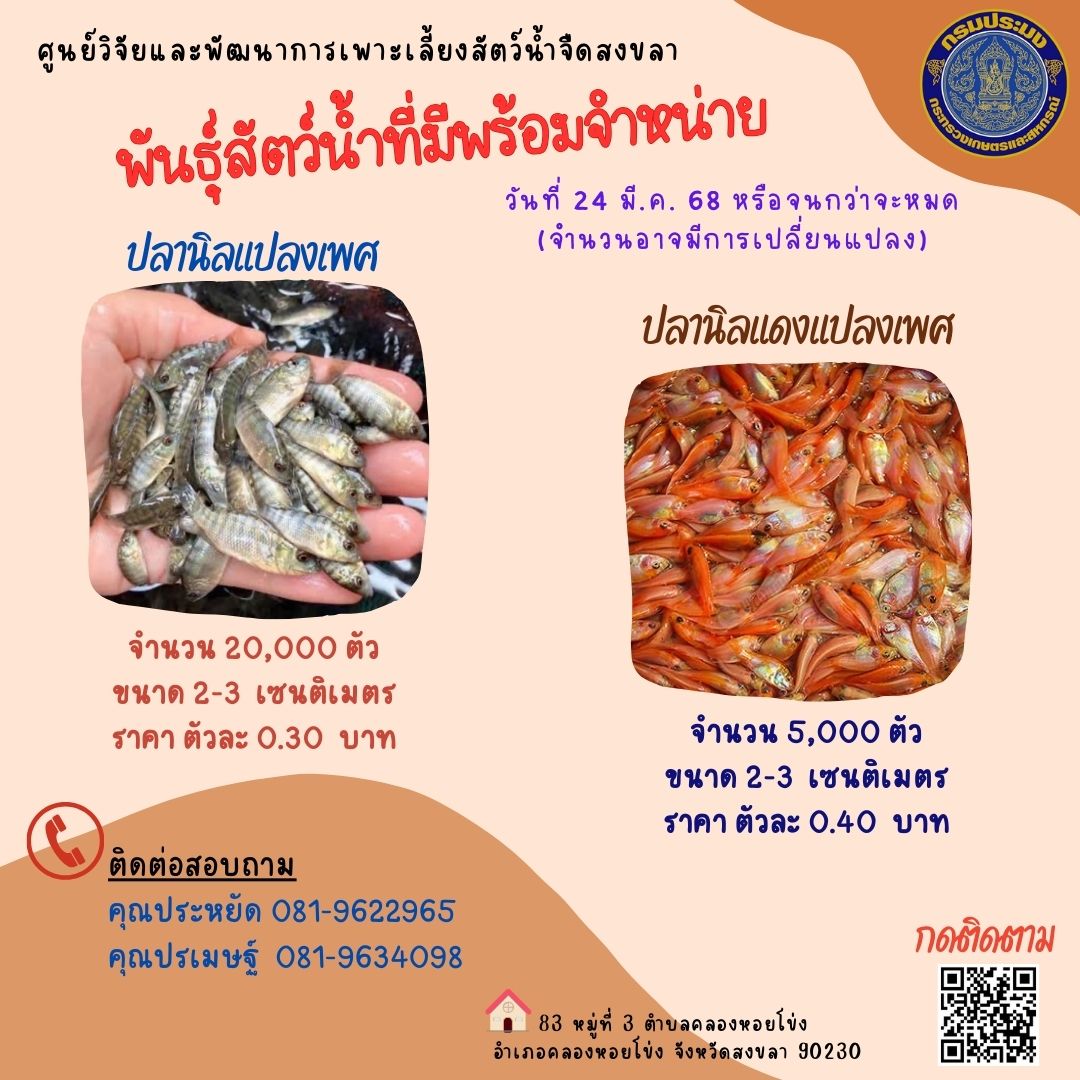 พันธุ์สัตว์น้ำพร้อมจำหน่าย