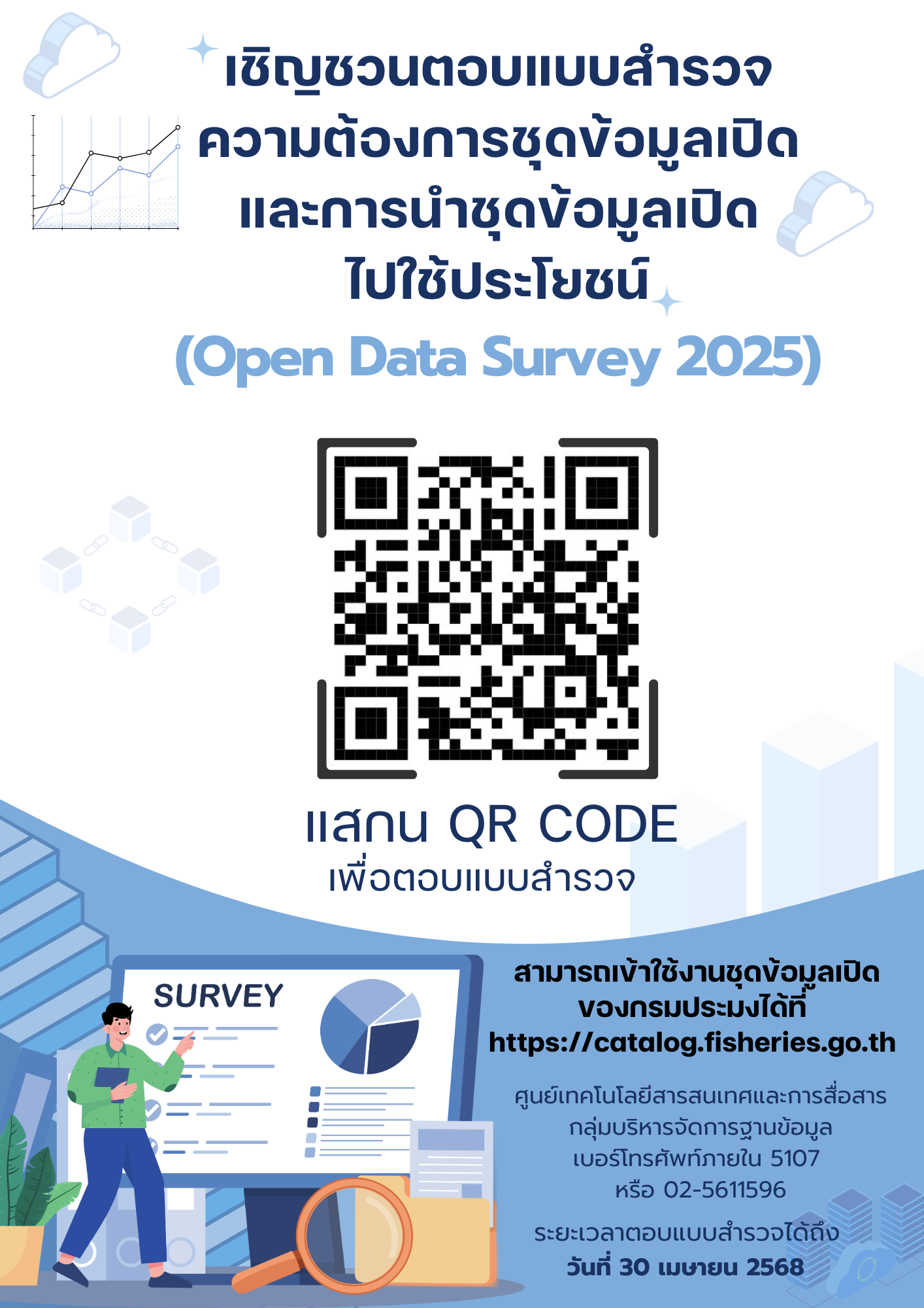 ขอเชิญชวนตอบแบบสำรวจความต้องการชุดข้อมูลเปิดและการนำชุดข้อมูลเปิด ไปใช้ประโยชน์