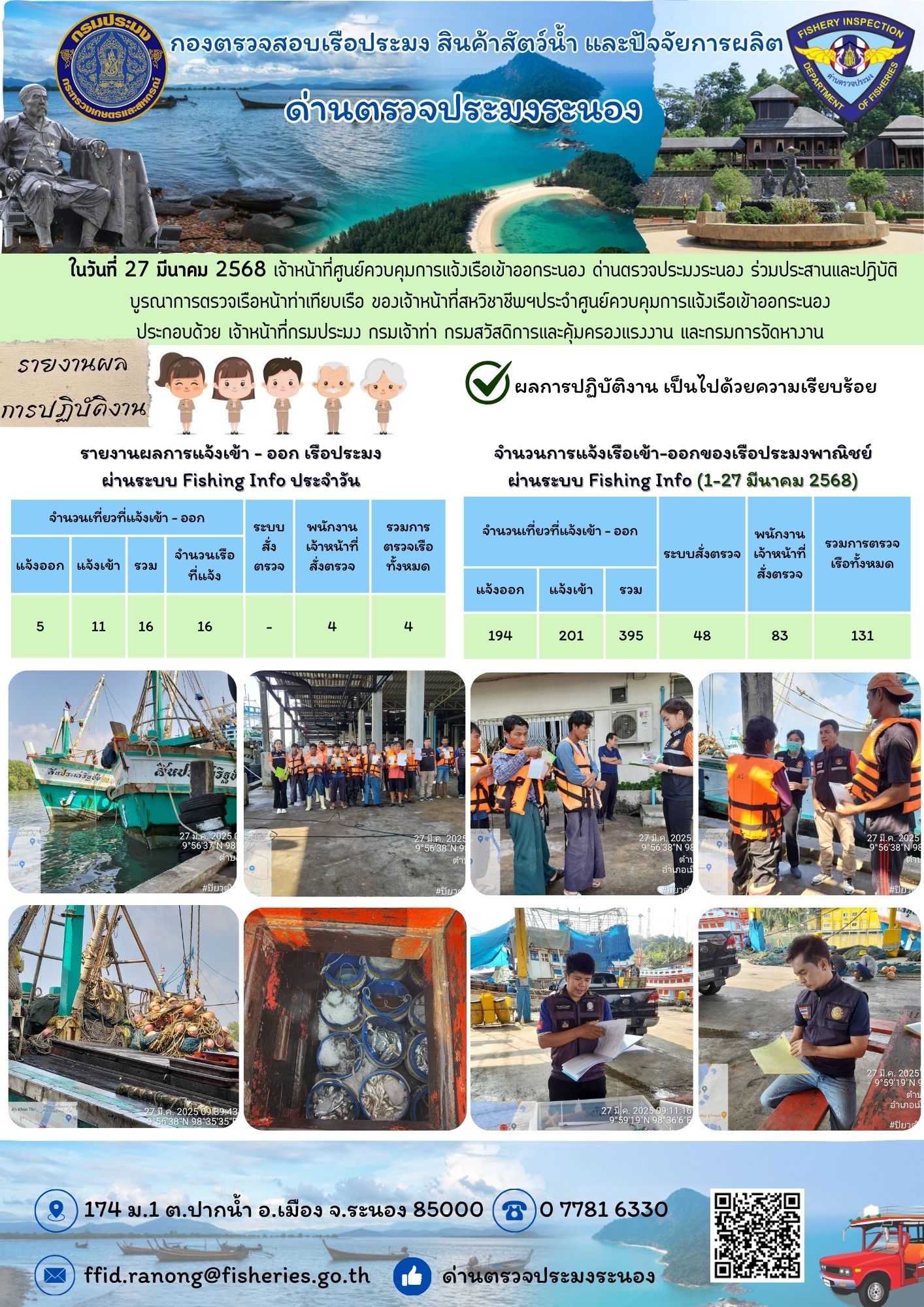 ตรวจสอบเรือประมงพาณิชย์ ณ ท่าเทียบเรือประมง..คลิก