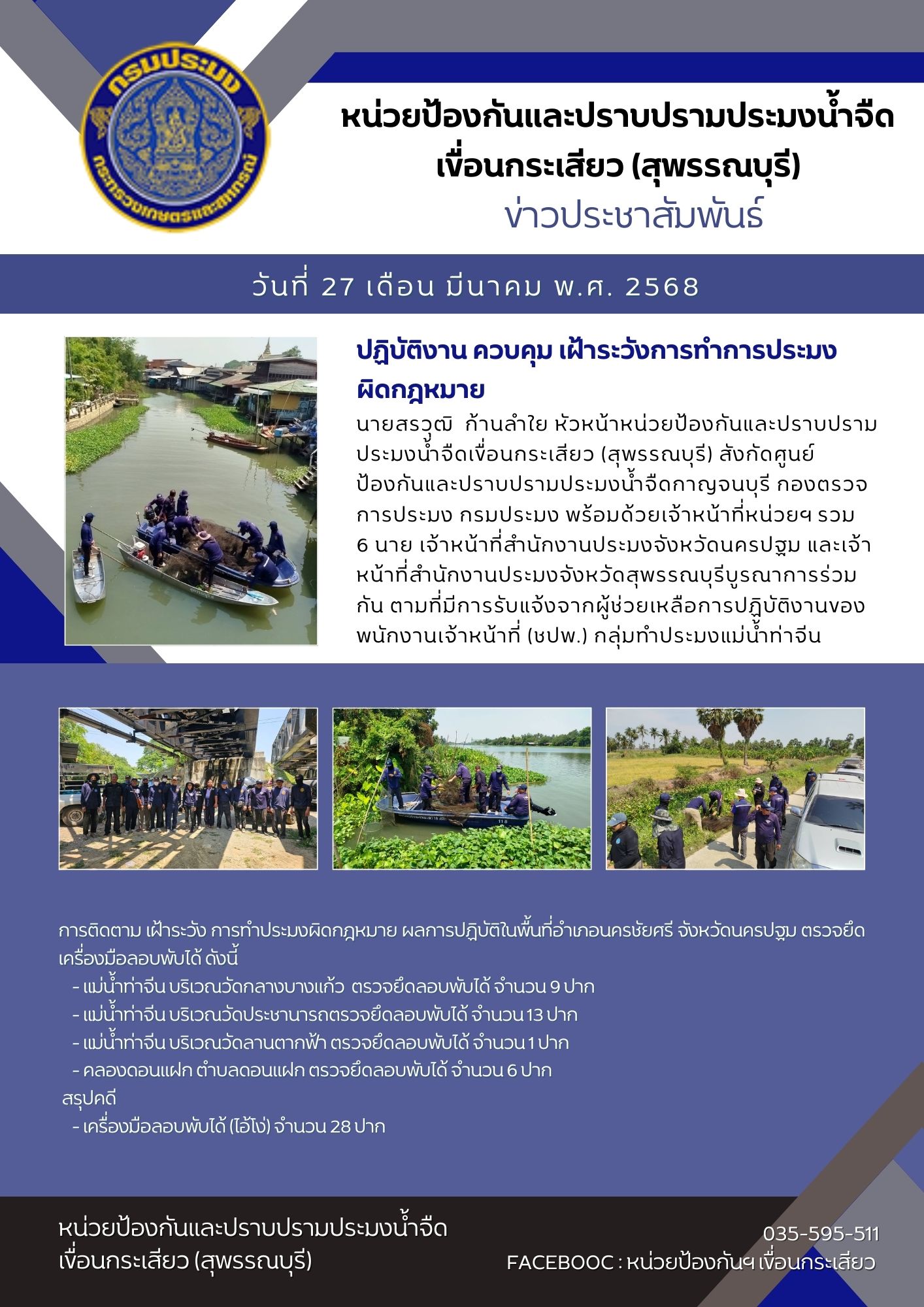 ปฏิบัติงาน ควบคุม เฝ้าระวังการทำการประมงผิดกฎหมาย 