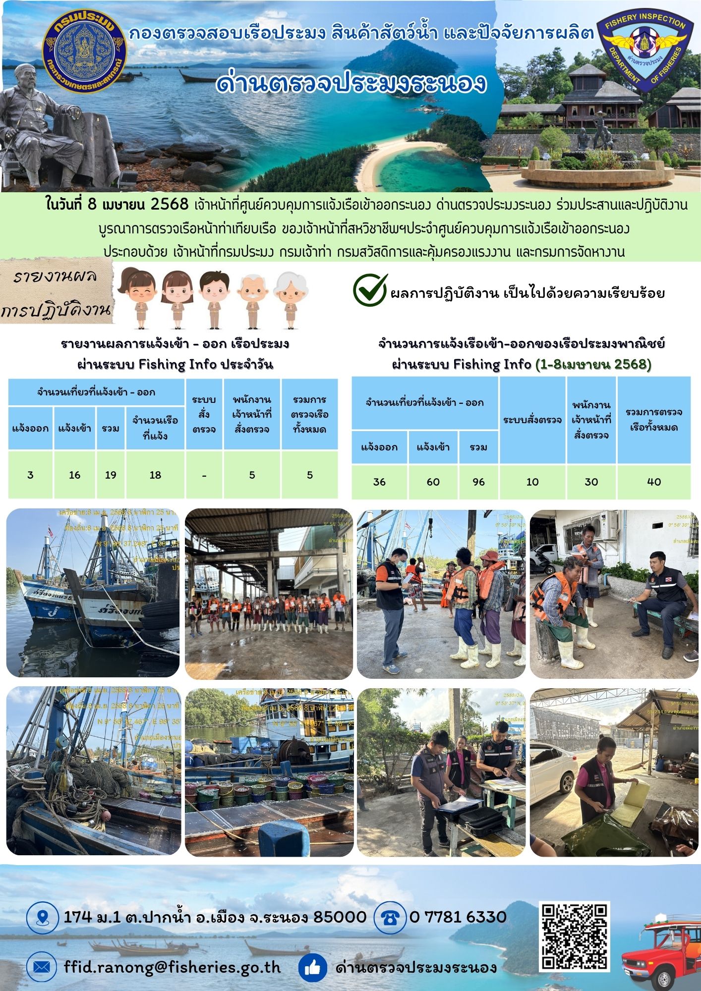ตรวจสอบเรือประมงพาณิชย์ ณ ท่าเทียบเรือประมง..คลิก