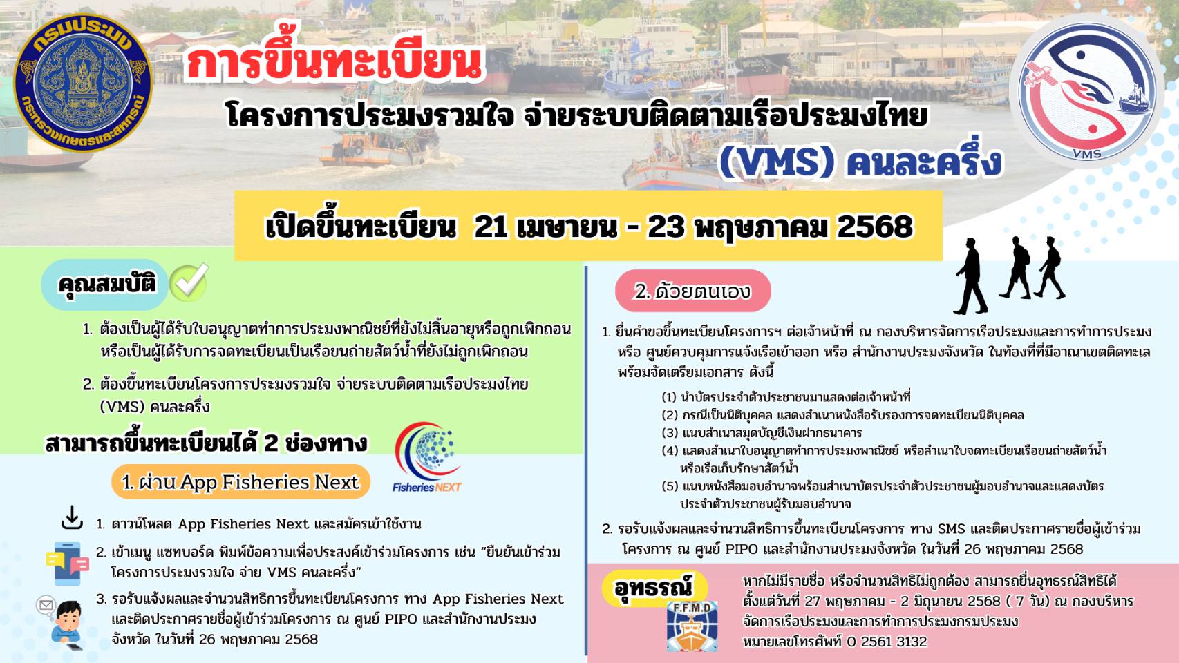โครงการประมงรวมใจ จ่ายระบบติดตามเรือประมง(VMS)คนละครึ่ง