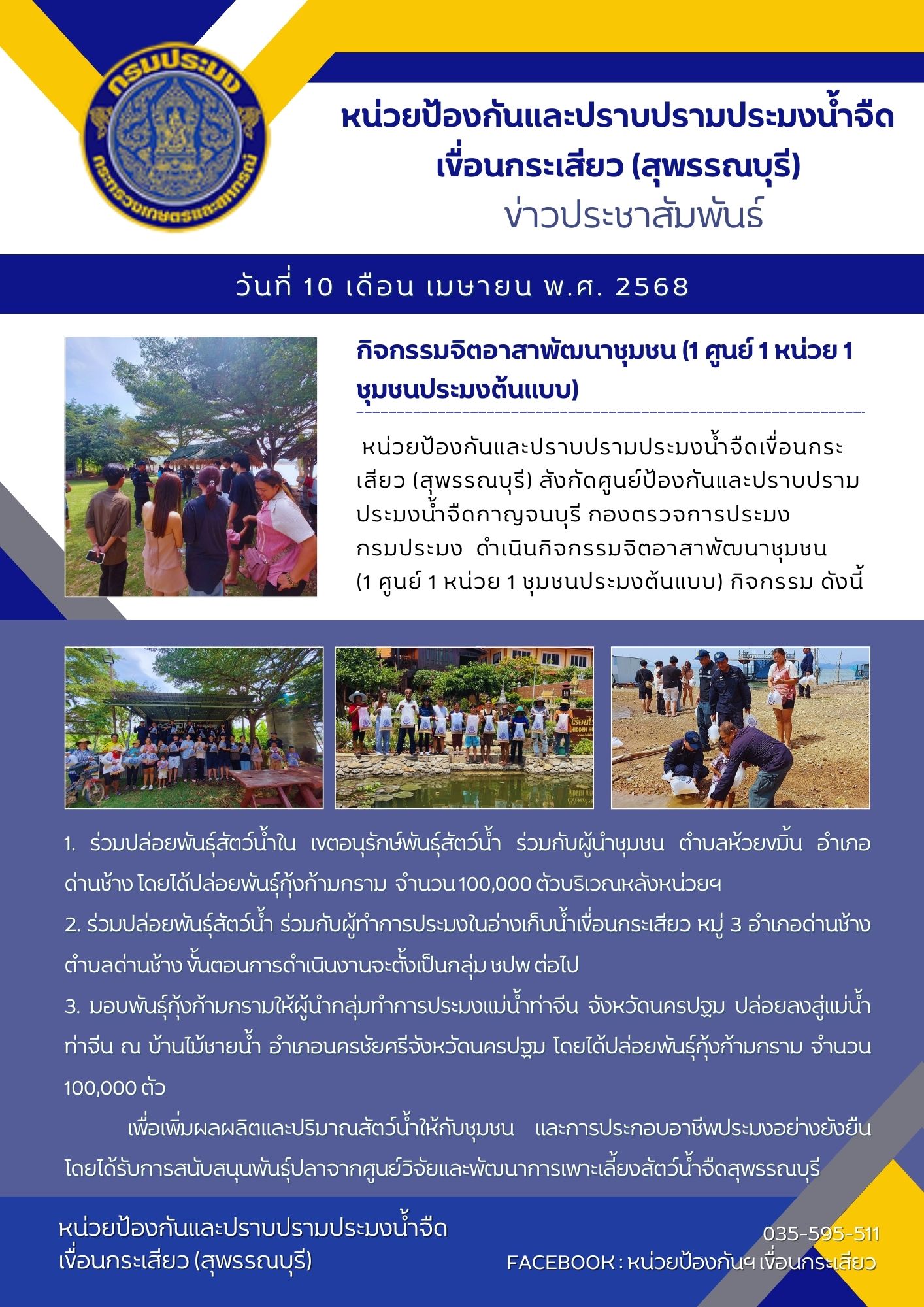 กิจกรรมจิตอาสาพัฒนาชุมชน (1 ศูนย์ 1 หน่วย 1 ชุมชนประมงต้นแบบ)