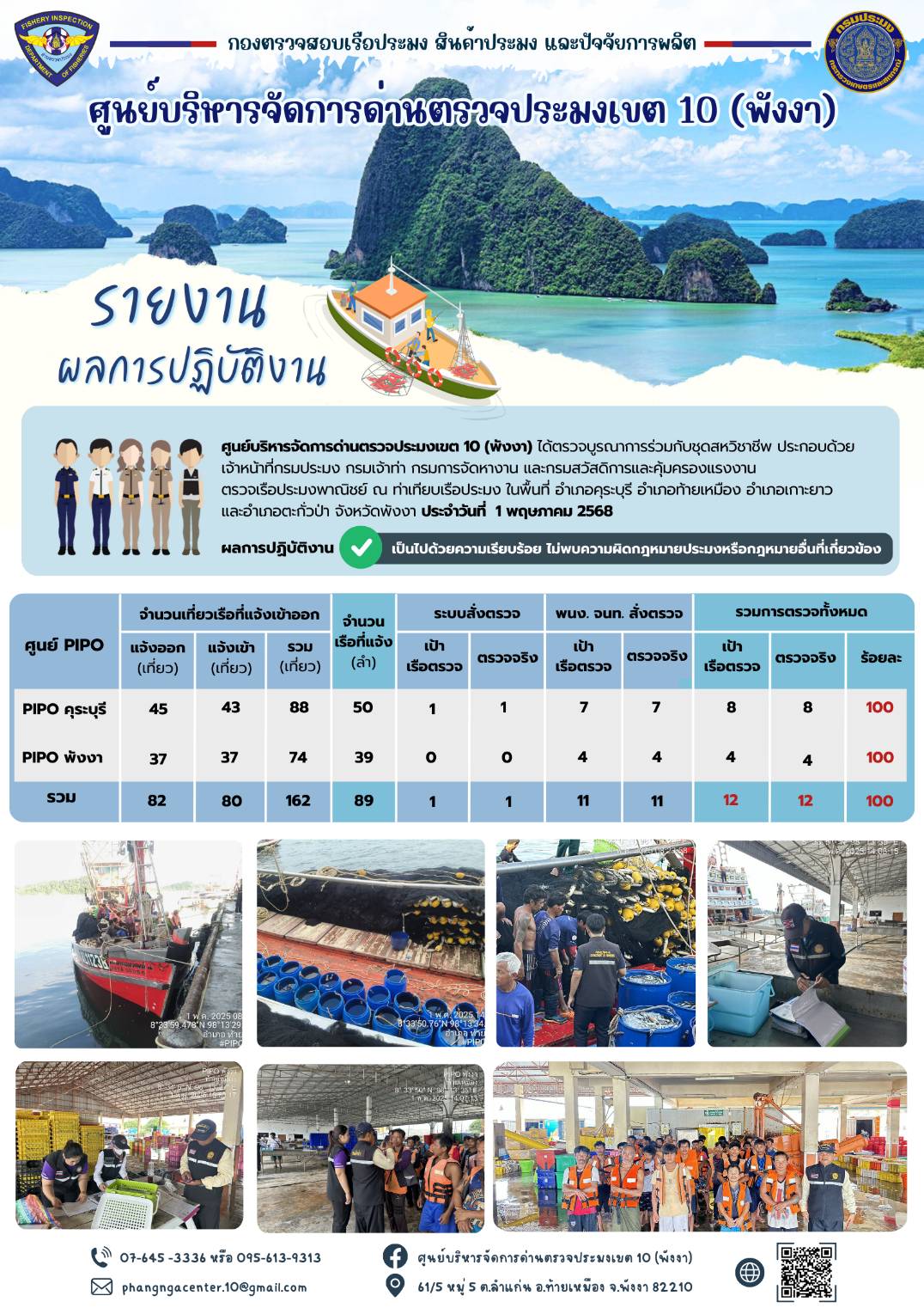 ข่าวประชาสัมพันธ์กิจกรรมการตรวจเรือประมงพาณิชย์แจ้งเข้า - ออก วันที่ 1 พฤษภาคม 2568..คลิก