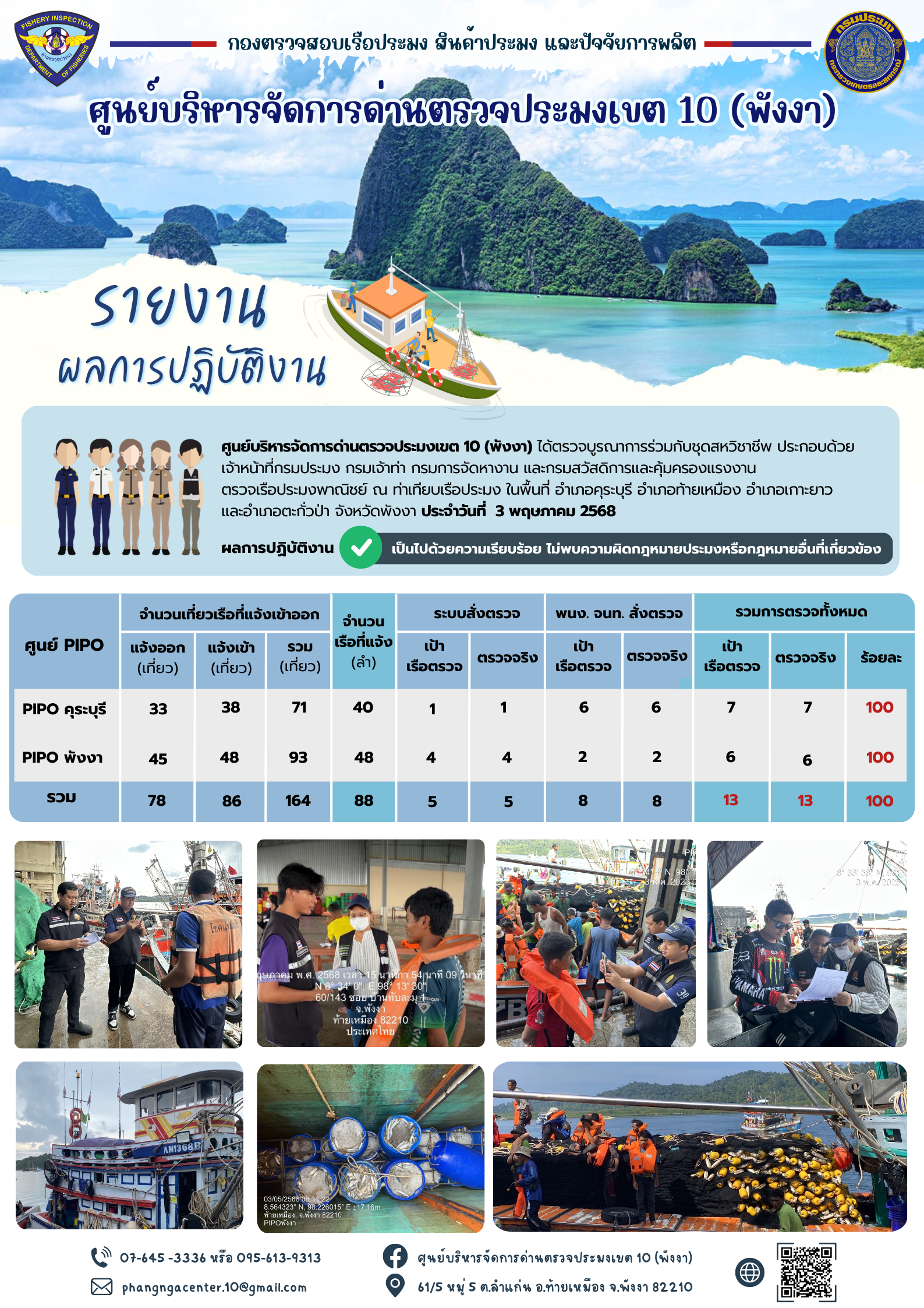 ข่าวประชาสัมพันธ์กิจกรรมการตรวจเรือประมงพาณิชย์แจ้งเข้า - ออก วันที่ 3 พฤษภาคม 2568..คลิก