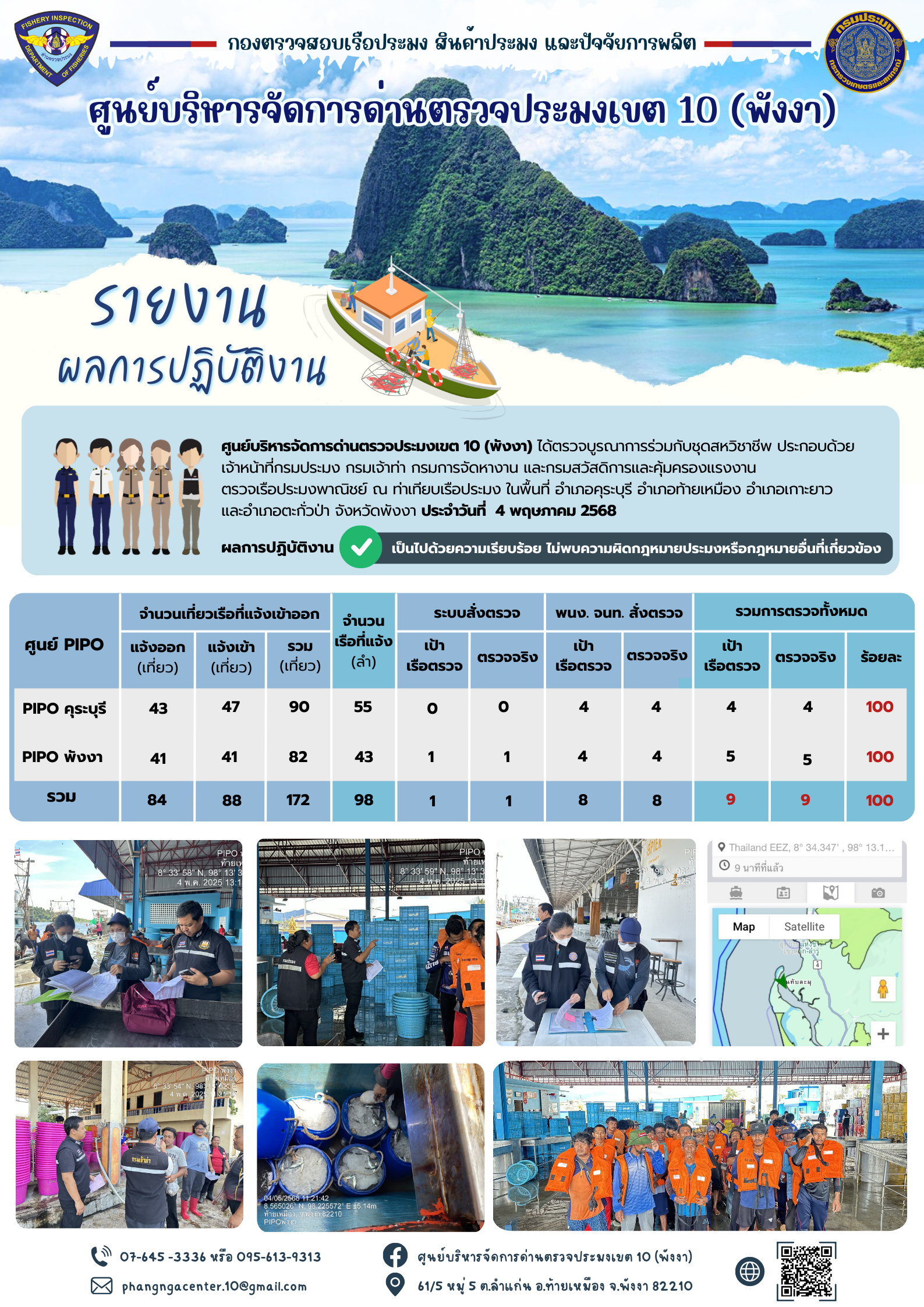 ข่าวประชาสัมพันธ์กิจกรรมการตรวจเรือประมงพาณิชย์แจ้งเข้า - ออก วันที่ 4 พฤษภาคม 2568..คลิก