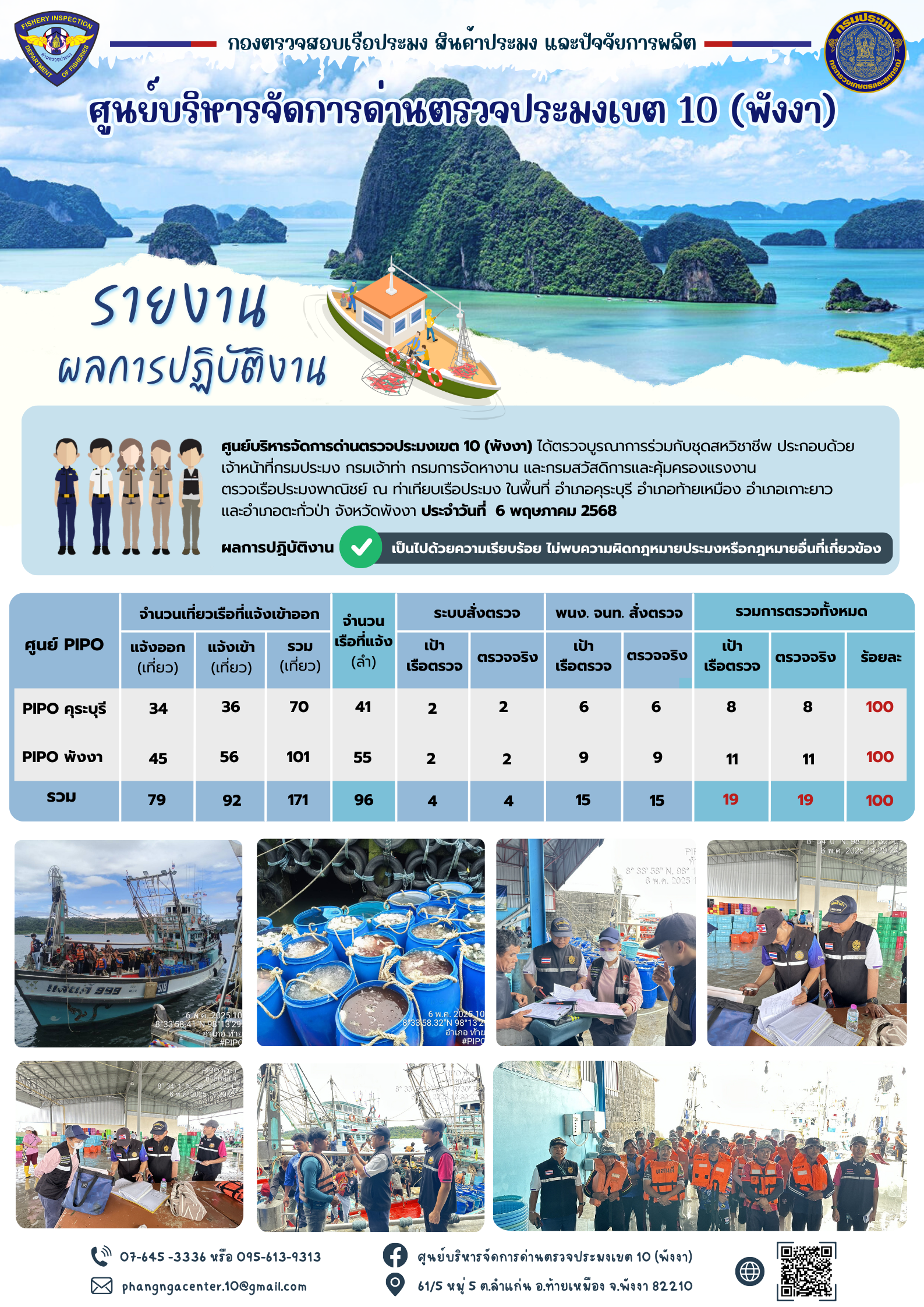 ข่าวประชาสัมพันธ์กิจกรรมการตรวจเรือประมงพาณิชย์แจ้งเข้า - ออก วันที่ 6 พฤษภาคม 2568..คลิก