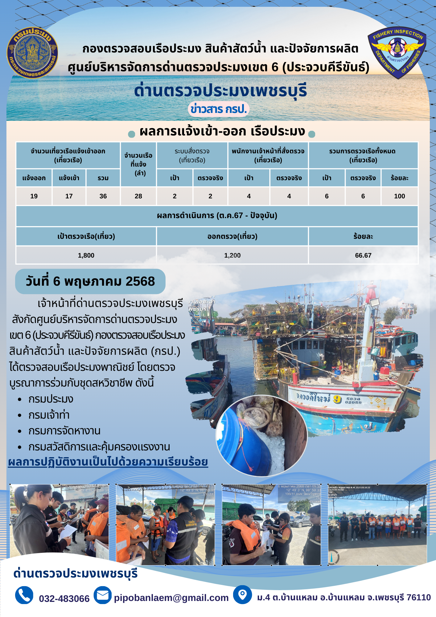 ข่าวประชาสัมพันธ์ ด่านตรวจประมงเพชรบุรี 