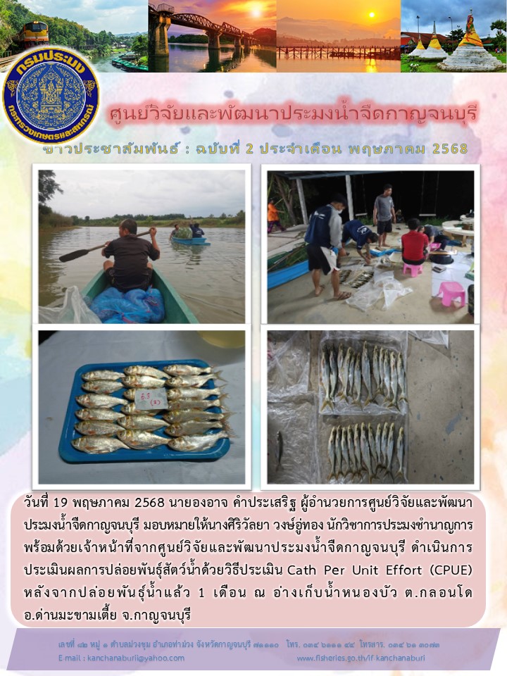 ประเมินผลการปล่อยพันธ์ุสัตว์น้ำด้วยวิธีประเมิน (CPUE)
