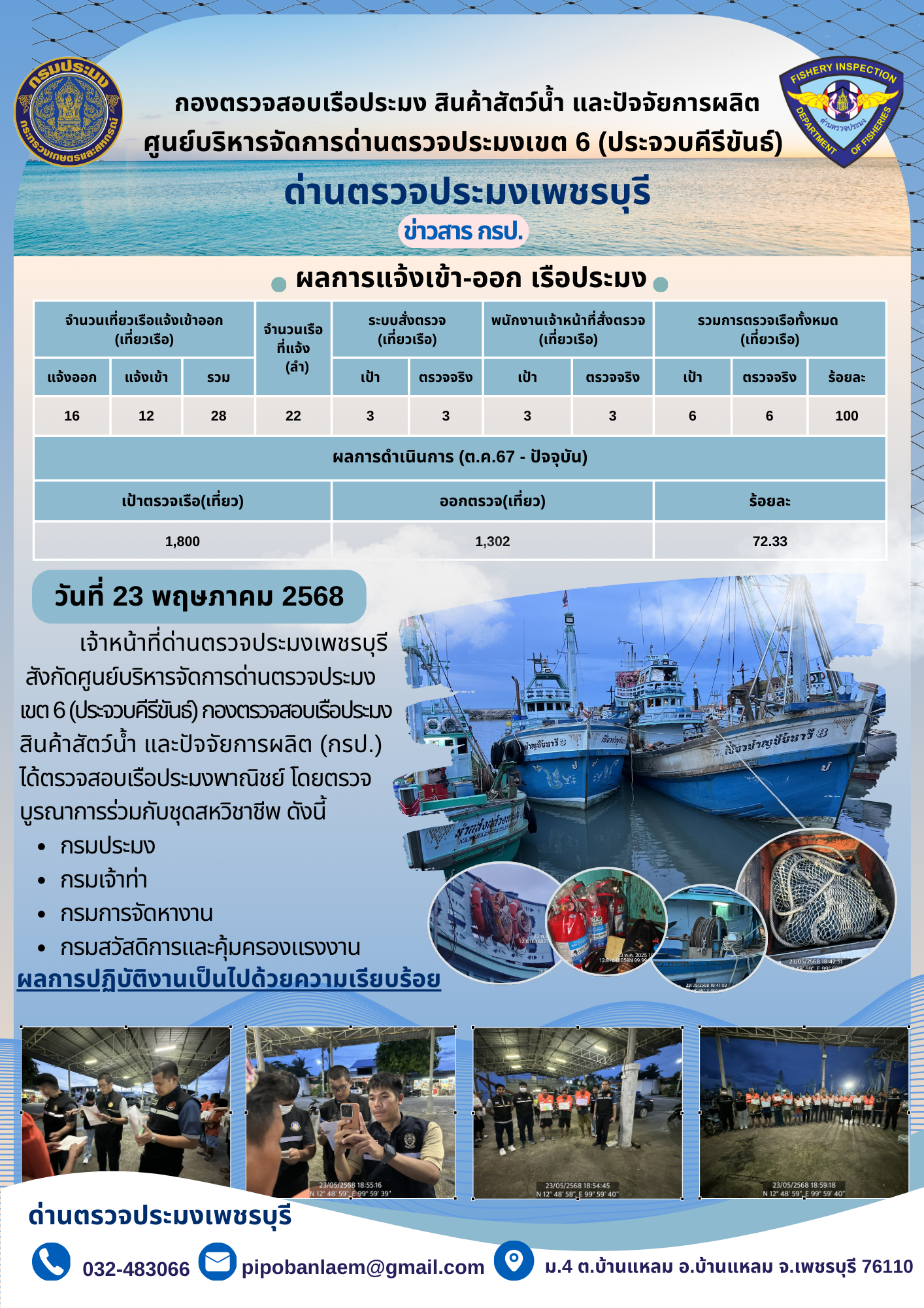 ข่าวประชาสัมพันธ์ ด่านตรวจประมงเพชรบุรี 
