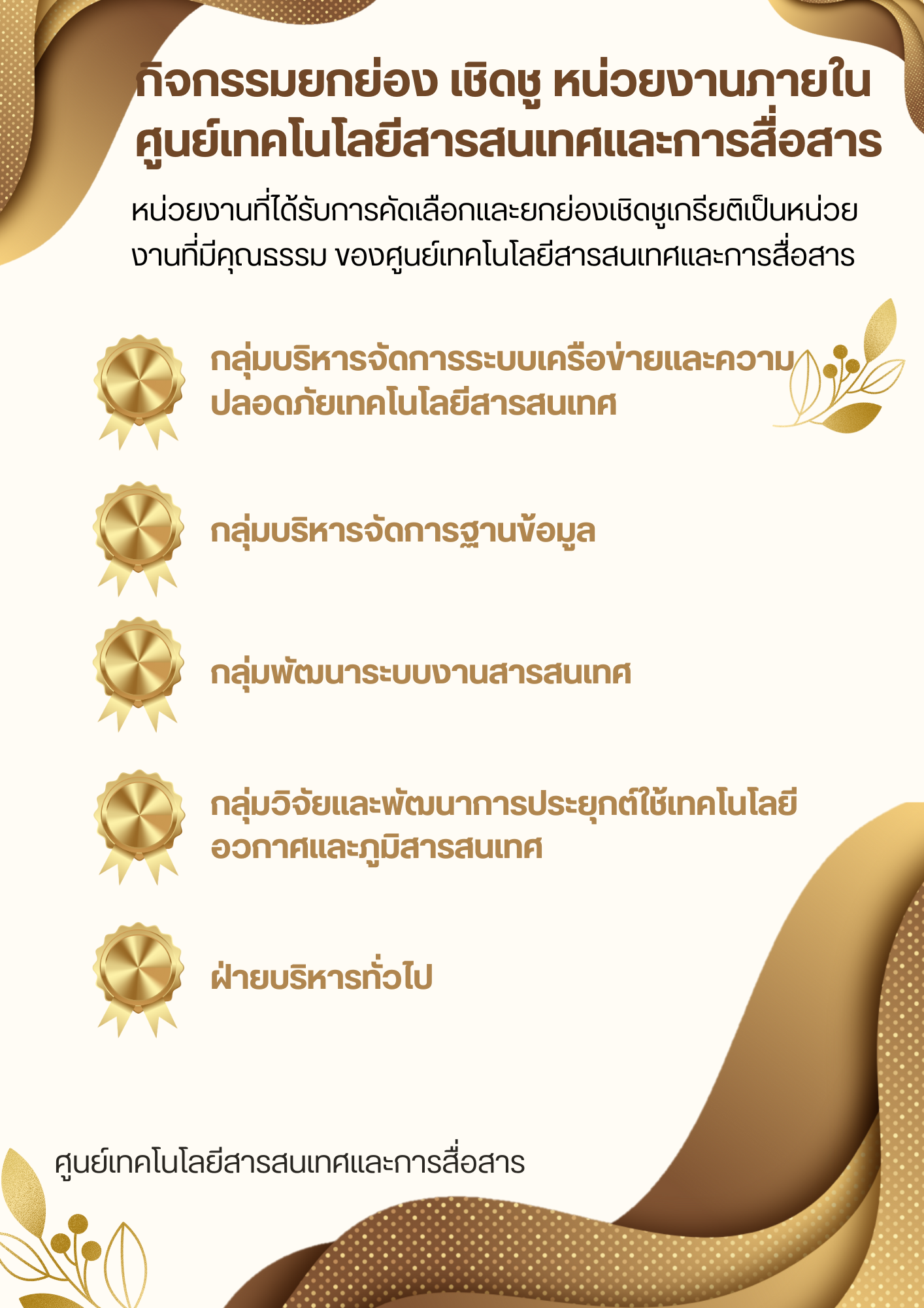 กิจกรรมยกย่อง เชิดชู หน่วยงานภายใน  ศูนย์เทคโนโลยีสารสนเทศและการสื่อสาร