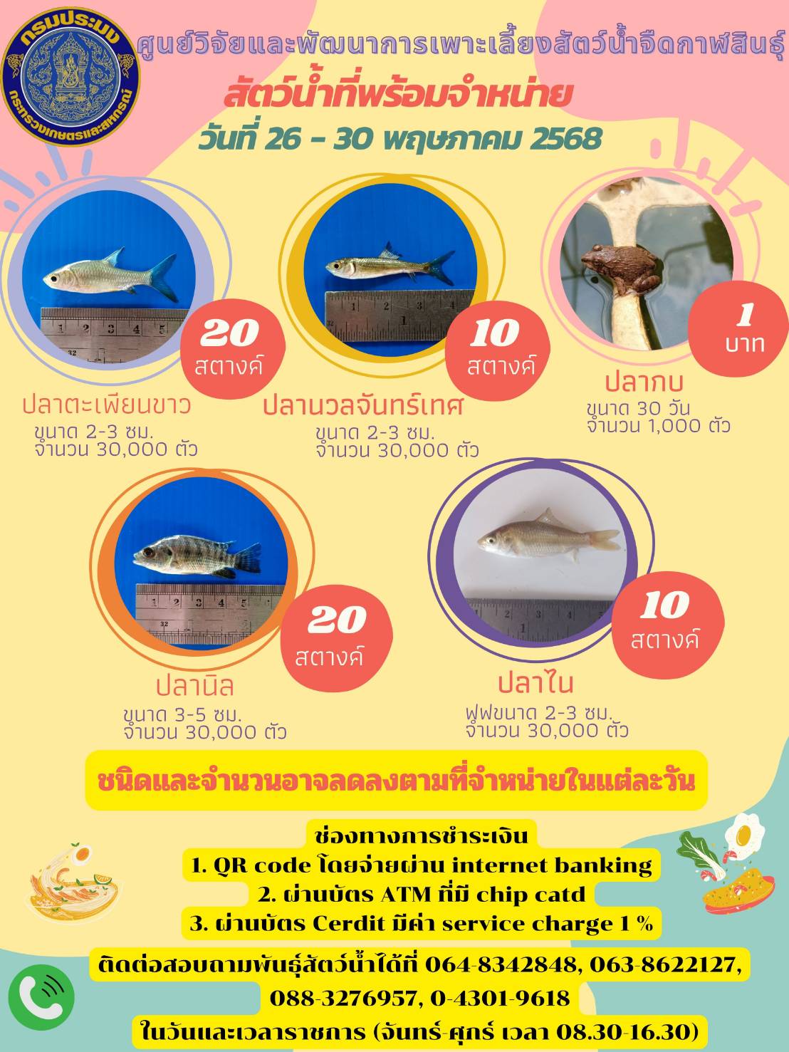 สัตว์น้ำพร้อมจำหน่าย..คลิก