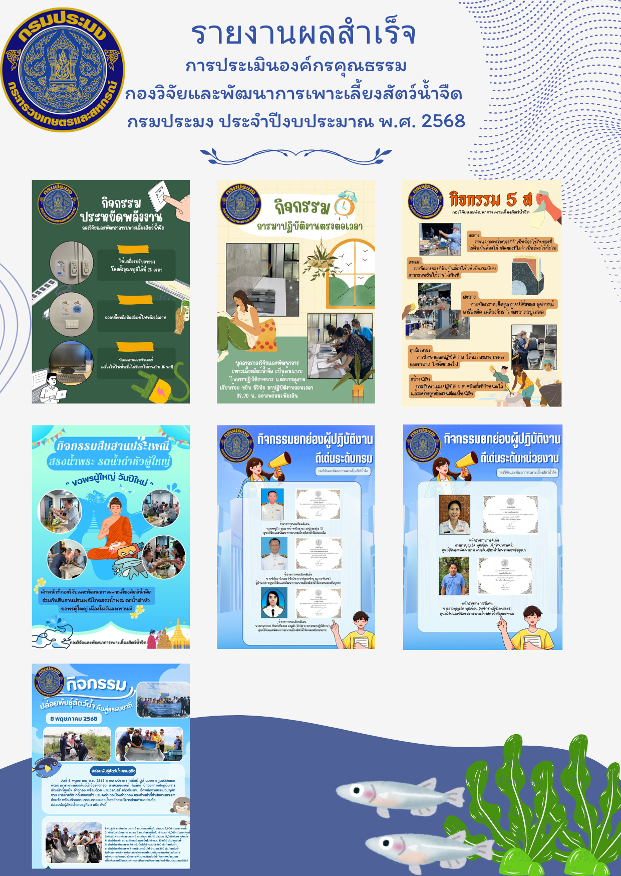 รายงานผลสำเร็จการ ประเมินองค์กรคุณธรรม กองวิจัยและพัฒนาการเพาะเลี้ยงสัตว์น้ำจืด กรมประมง ประจำปีงบประมาณ พ.ศ. 2568