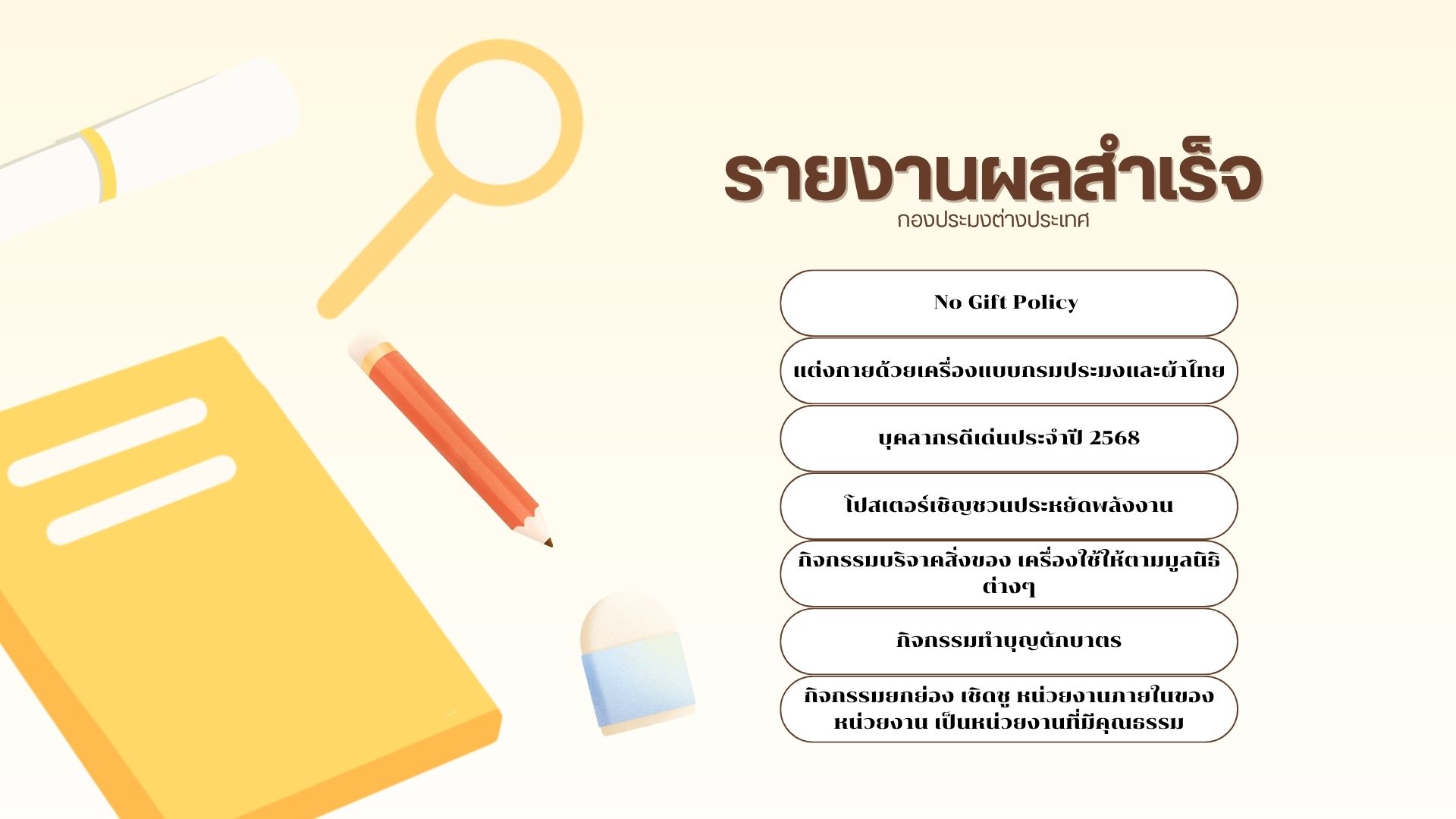 รายงานผลสำเร็จ การประเมินองค์กรคุณธรรม ของกองต่างประมงต่างประเทศ ประจำปีงบประมาณ 2568