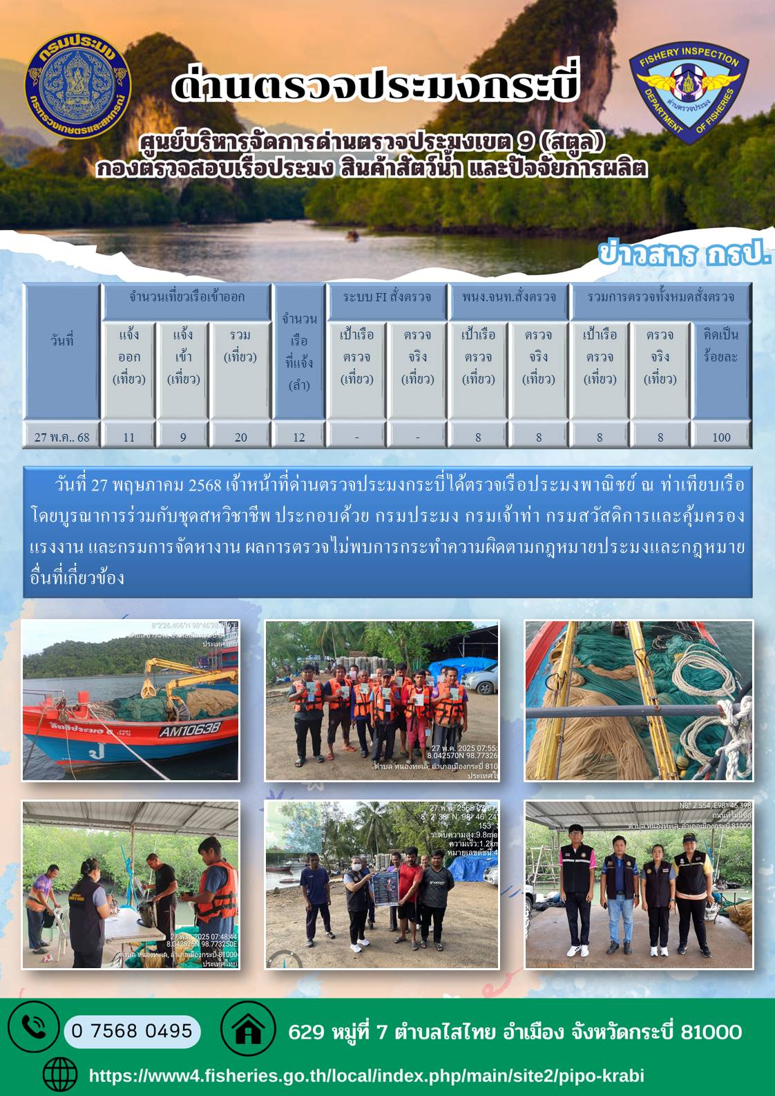 ผลตรวจเรือวันที่ 21-25 มีนาคม 2568