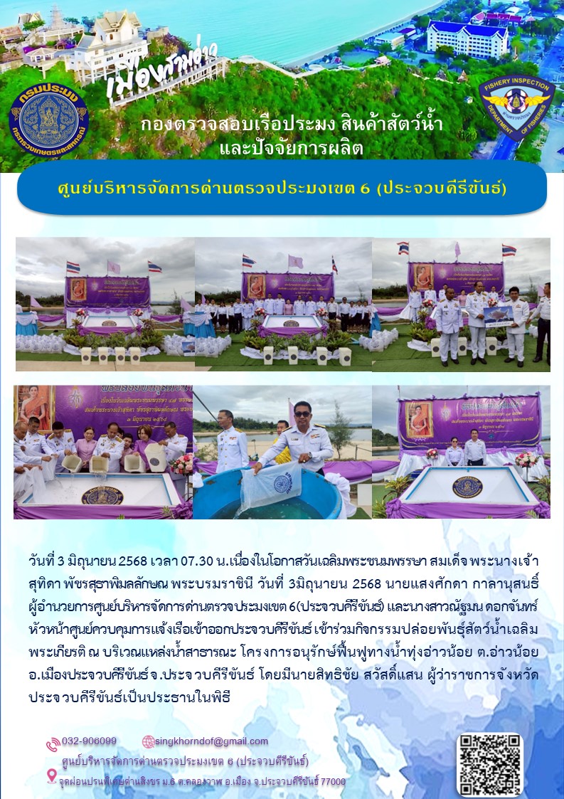 กิจกรรมปล่อยพันธุ์สัตว์น้ําเฉลิมพระเกียรติ