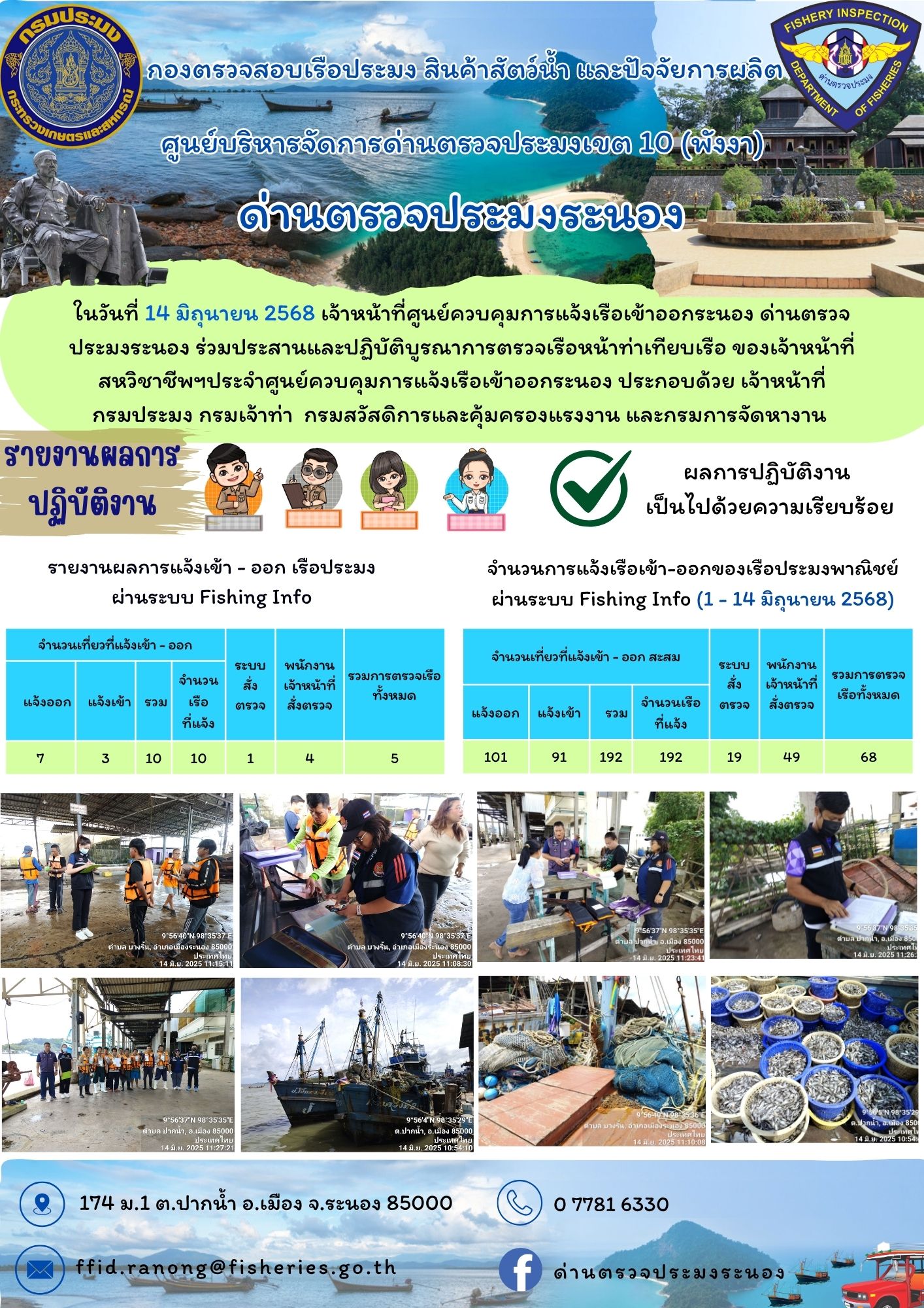 ตรวจสอบเรือประมงพาณิชย์ ณ ท่าเทียบเรือประมง