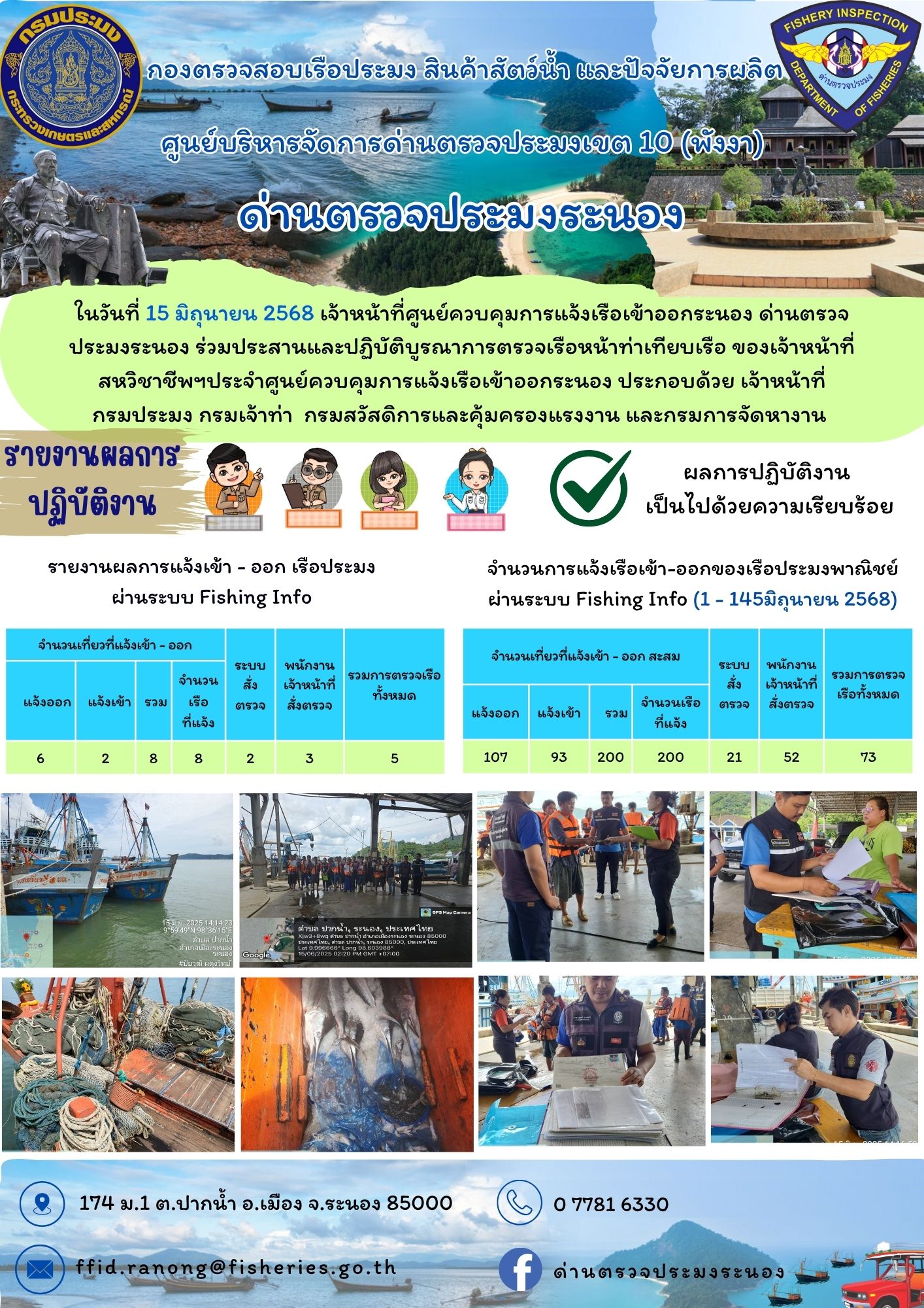 ตรวจสอบเรือประมงพาณิชย์ ณ ท่าเทียบเรือประมง