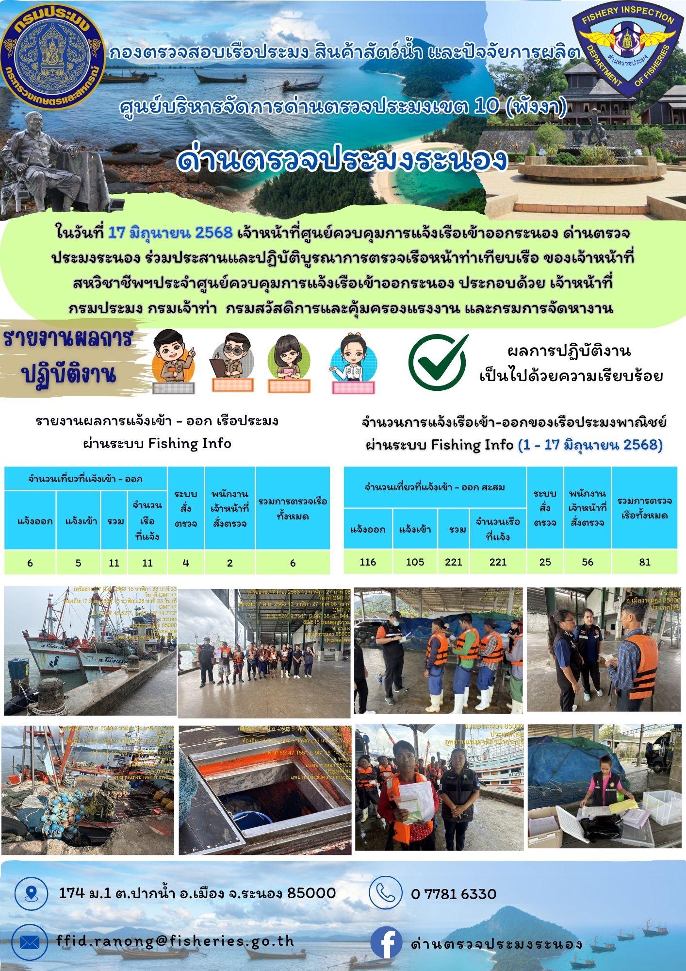 ตรวจสอบเรือประมงพาณิชย์ ณ ท่าเทียบเรือประมง