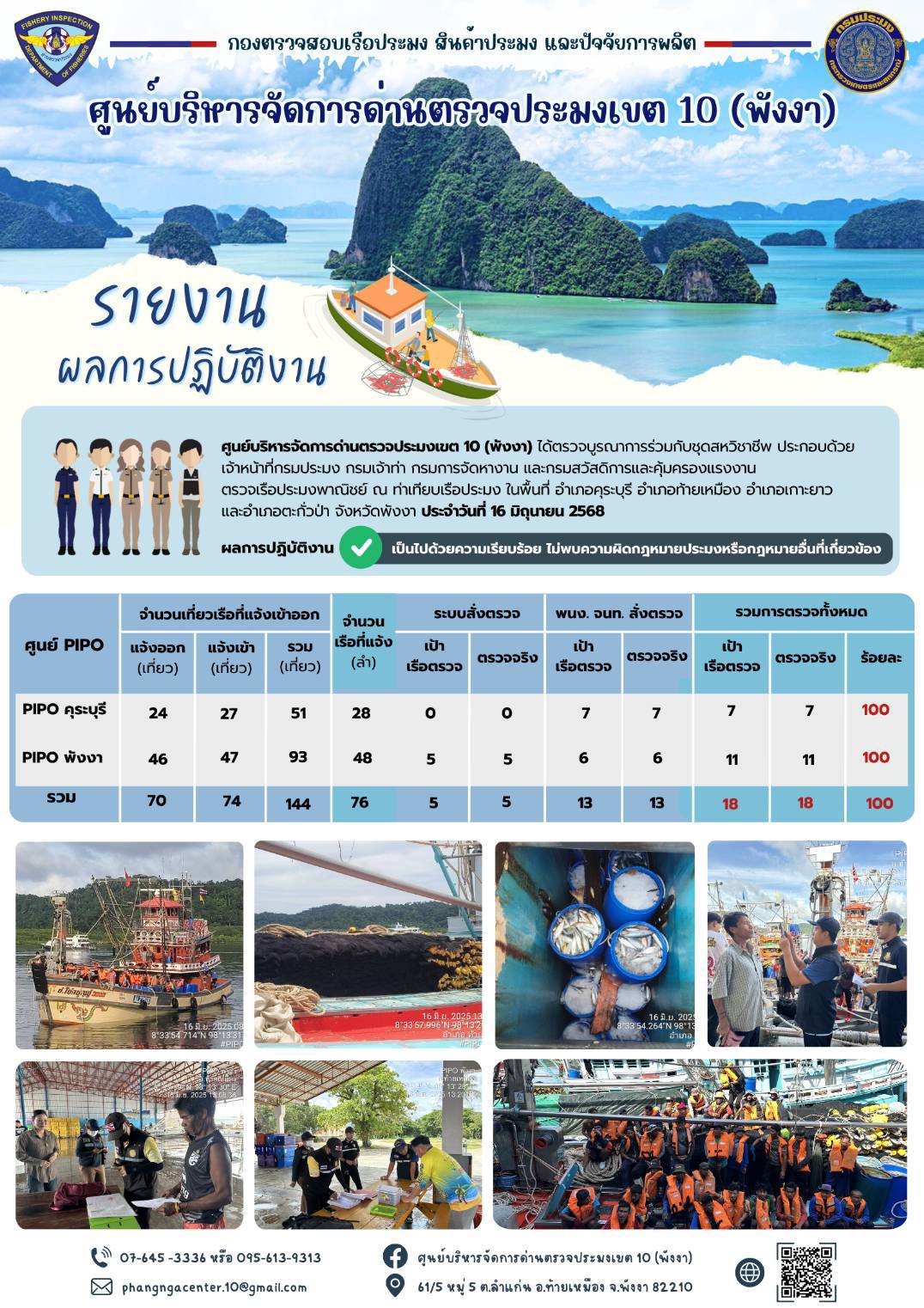 ข่าวประชาสัมพันธ์กิจกรรมการตรวจเรือประมงพาณิชย์แจ้งเข้า - ออก วันที่ 16 มิถุนายน 2568..คลิก