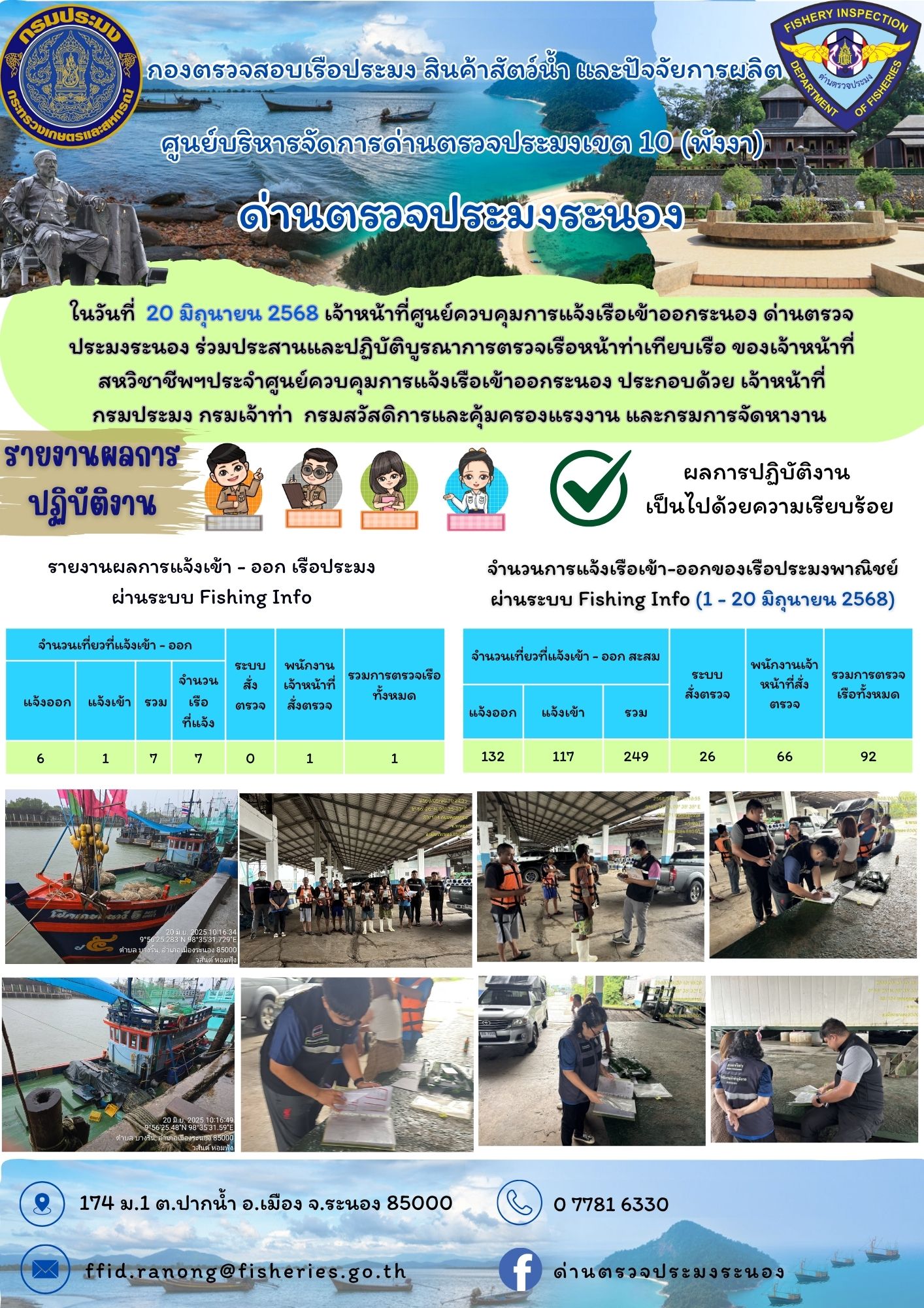 ตรวจสอบเรือประมงพาณิชย์ ณ ท่าเทียบเรือประมง