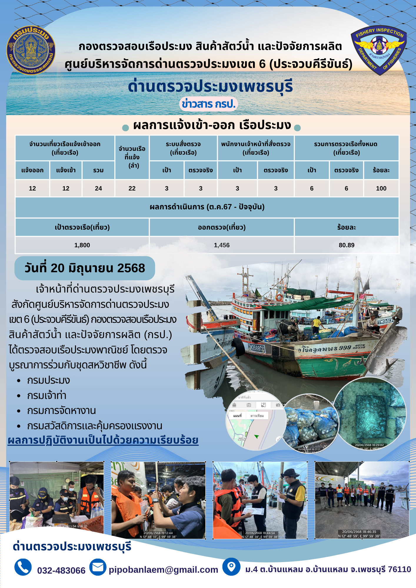 ตรวจสอบเรือประมงพาณิชย์ ณ ท่าเทียบเรือประมง..คลิก