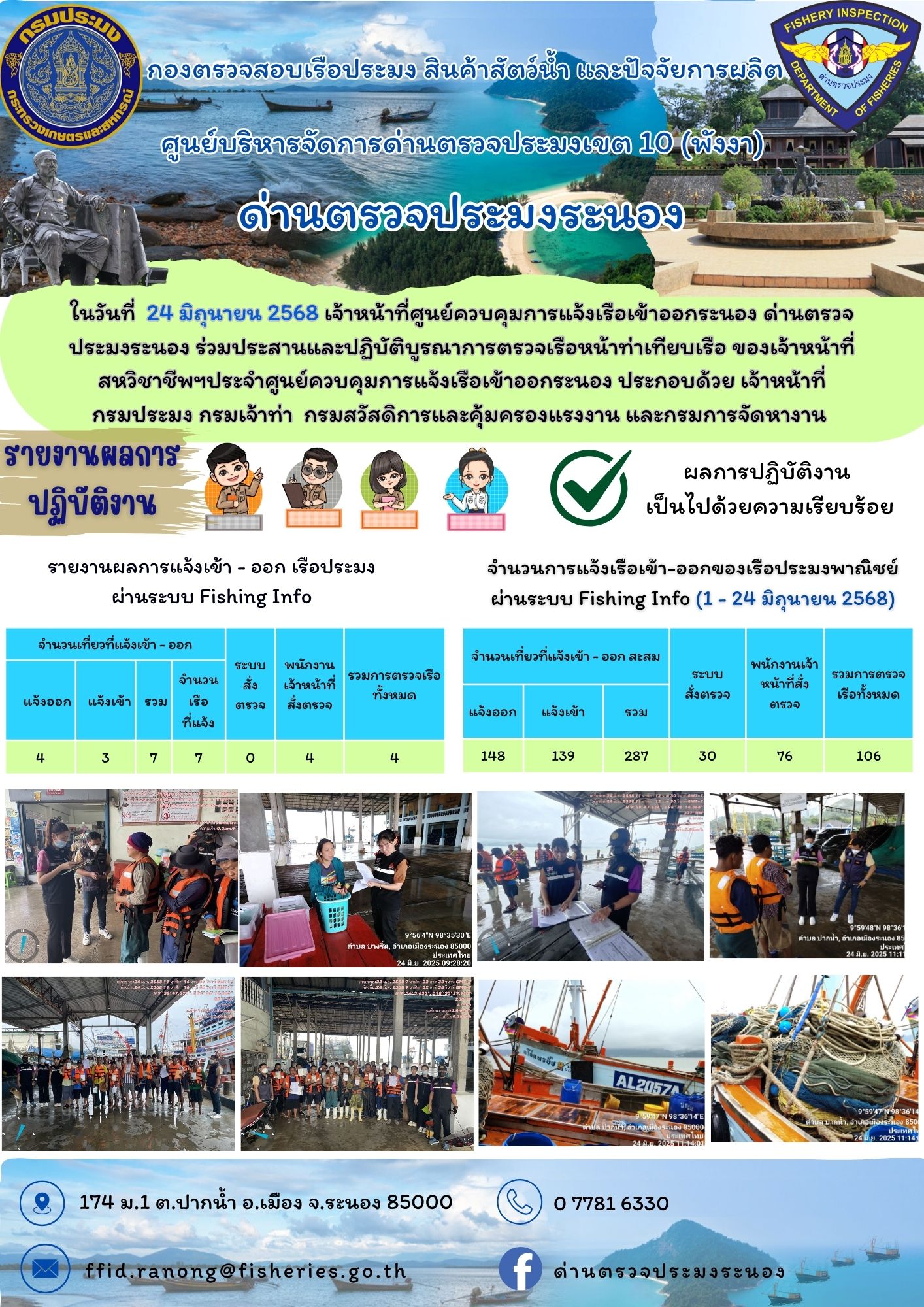 ตรวจสอบเรือประมงพาณิชย์ ณ ท่าเทียบเรือประมง