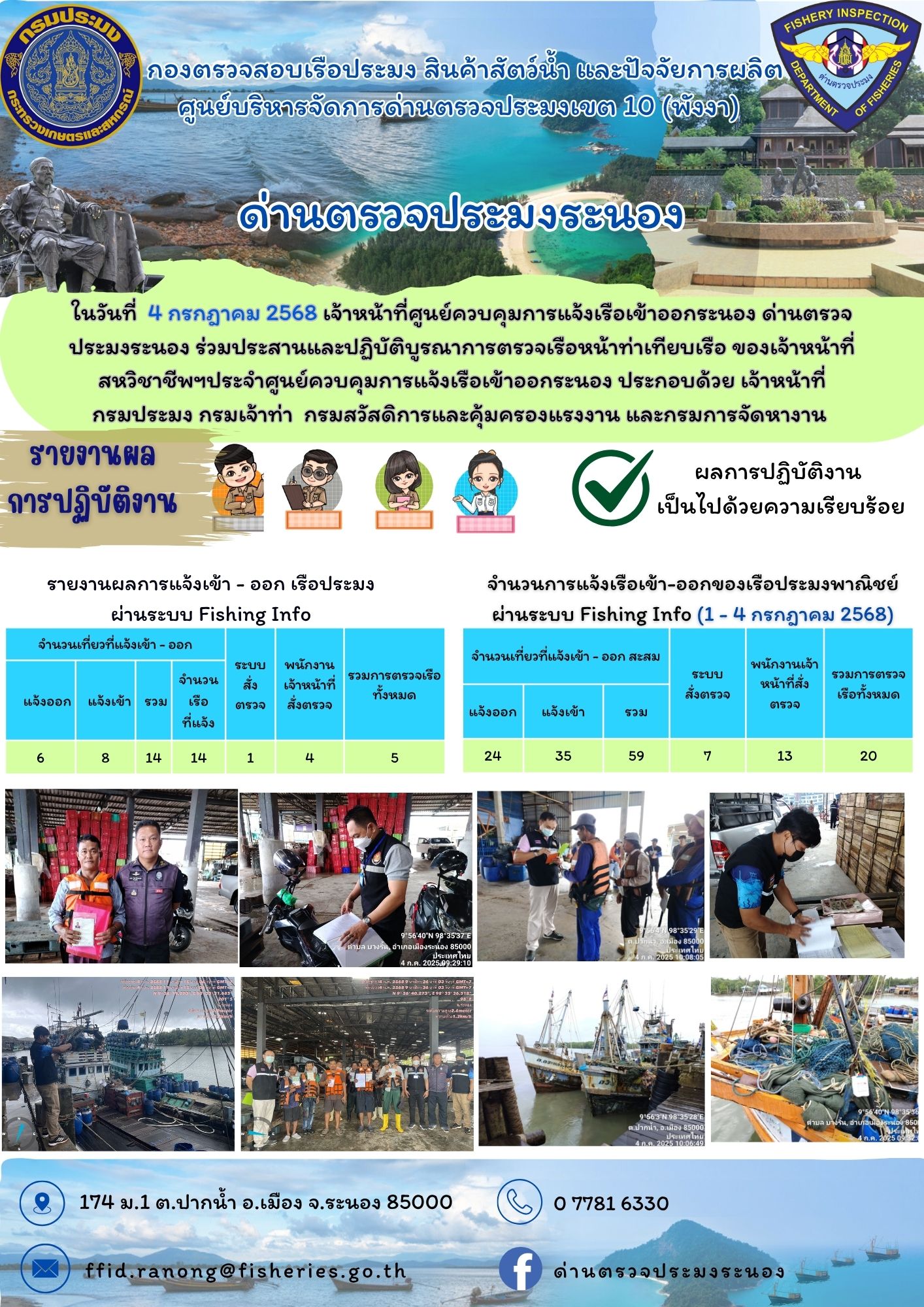 ตรวจสอบเรือประมงพาณิชย์ ณ ท่าเทียบเรือประมง
