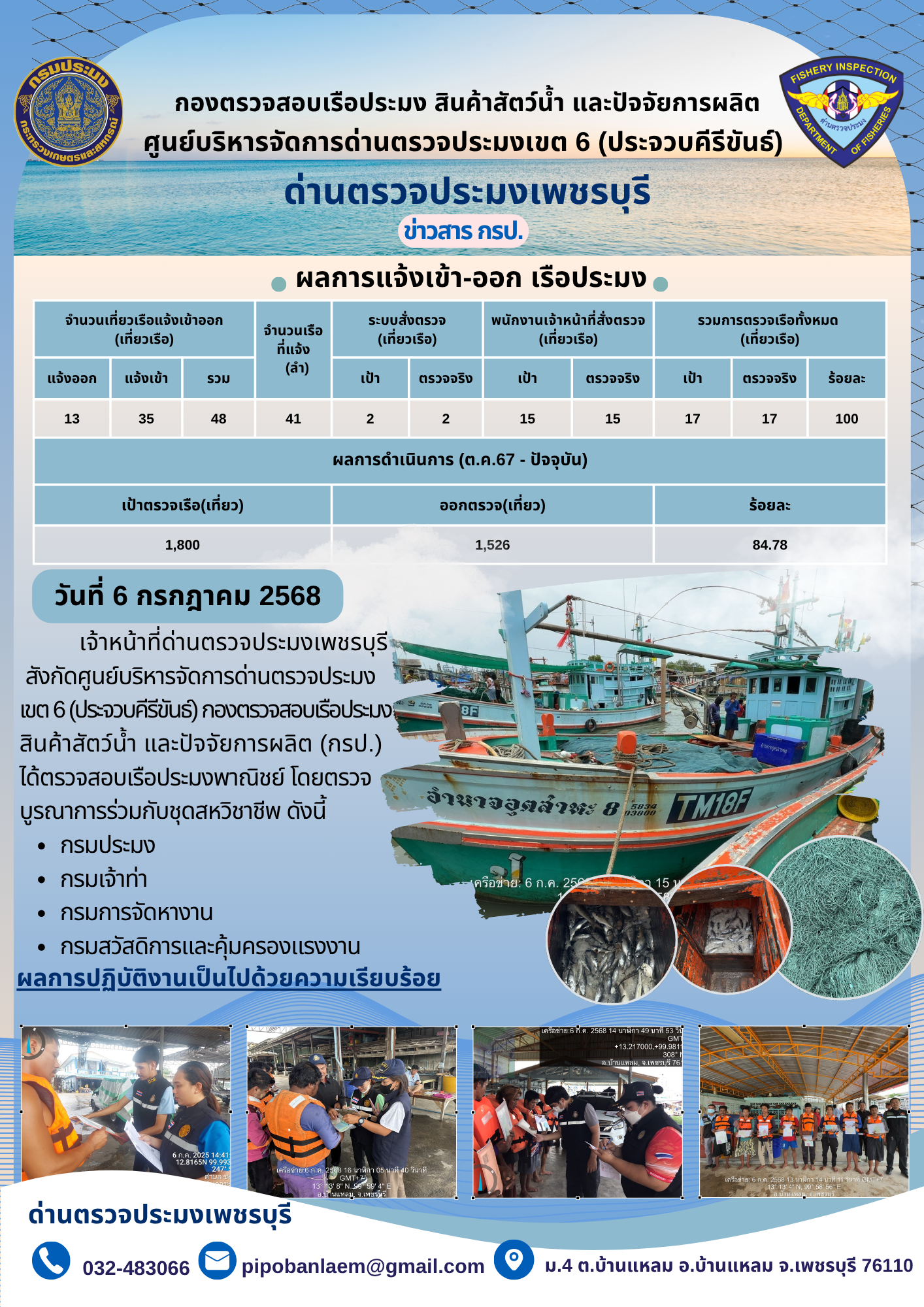 ข่าวประชาสัมพันธ์ ด่านตรวจประมงเพชรบุรี
