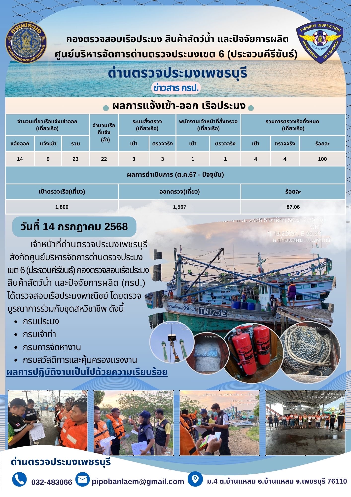 ข่าวประชาสัมพันธ์ ด่านตรวจประมงเพชรบุรี..คลิก