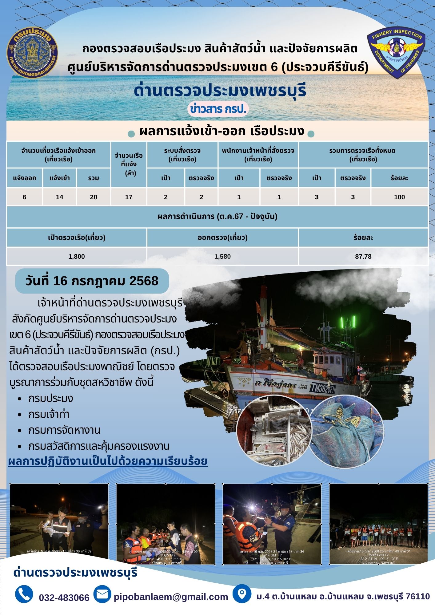 ข่าวประชาสัมพันธ์ ด่านตรวจประมงเพชรบุรี..คลิก