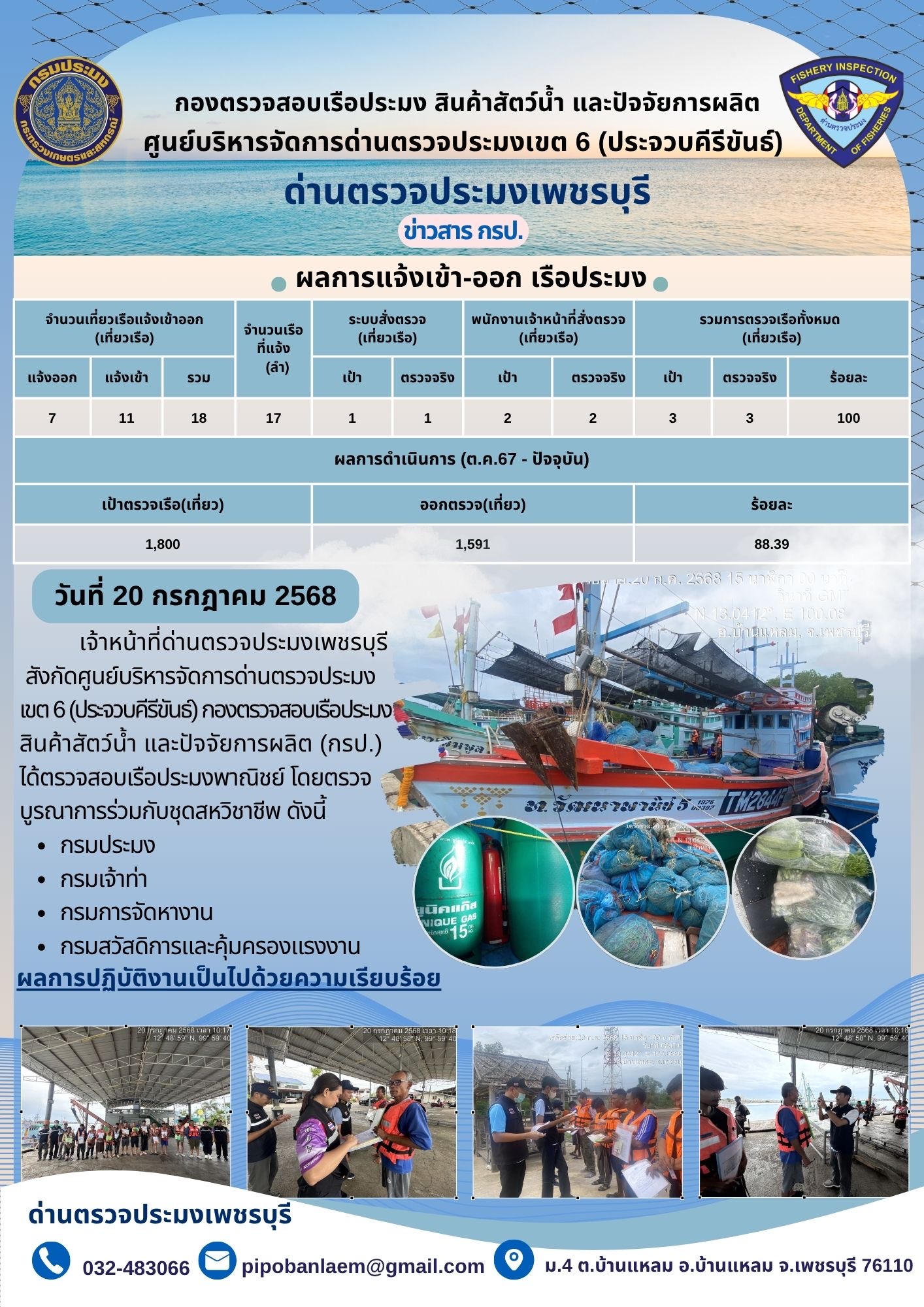 ข่าวประชาสัมพันธ์ ด่านตรวจประมงเพชรบุรี..คลิก