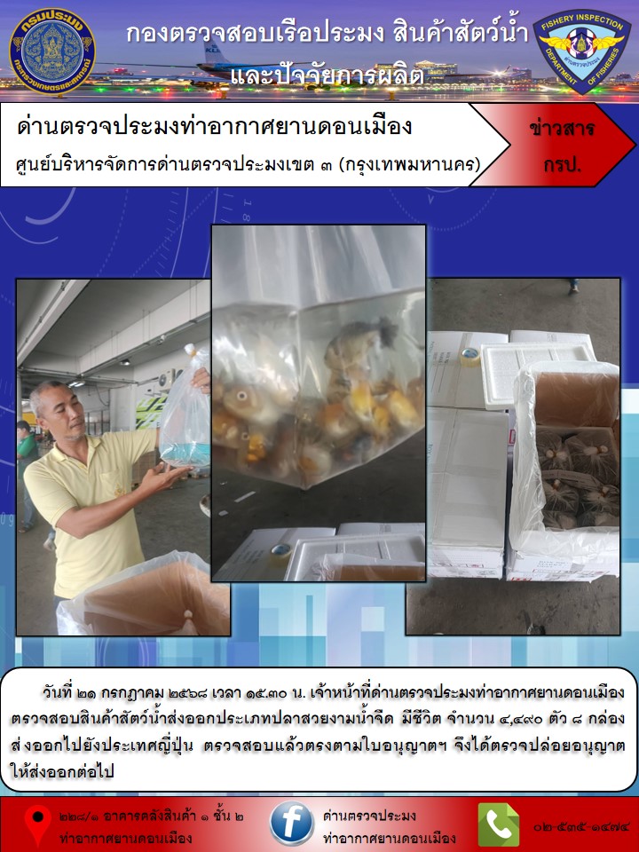 ตรวจสอบสินค้าสัตว์น้ำส่งออก