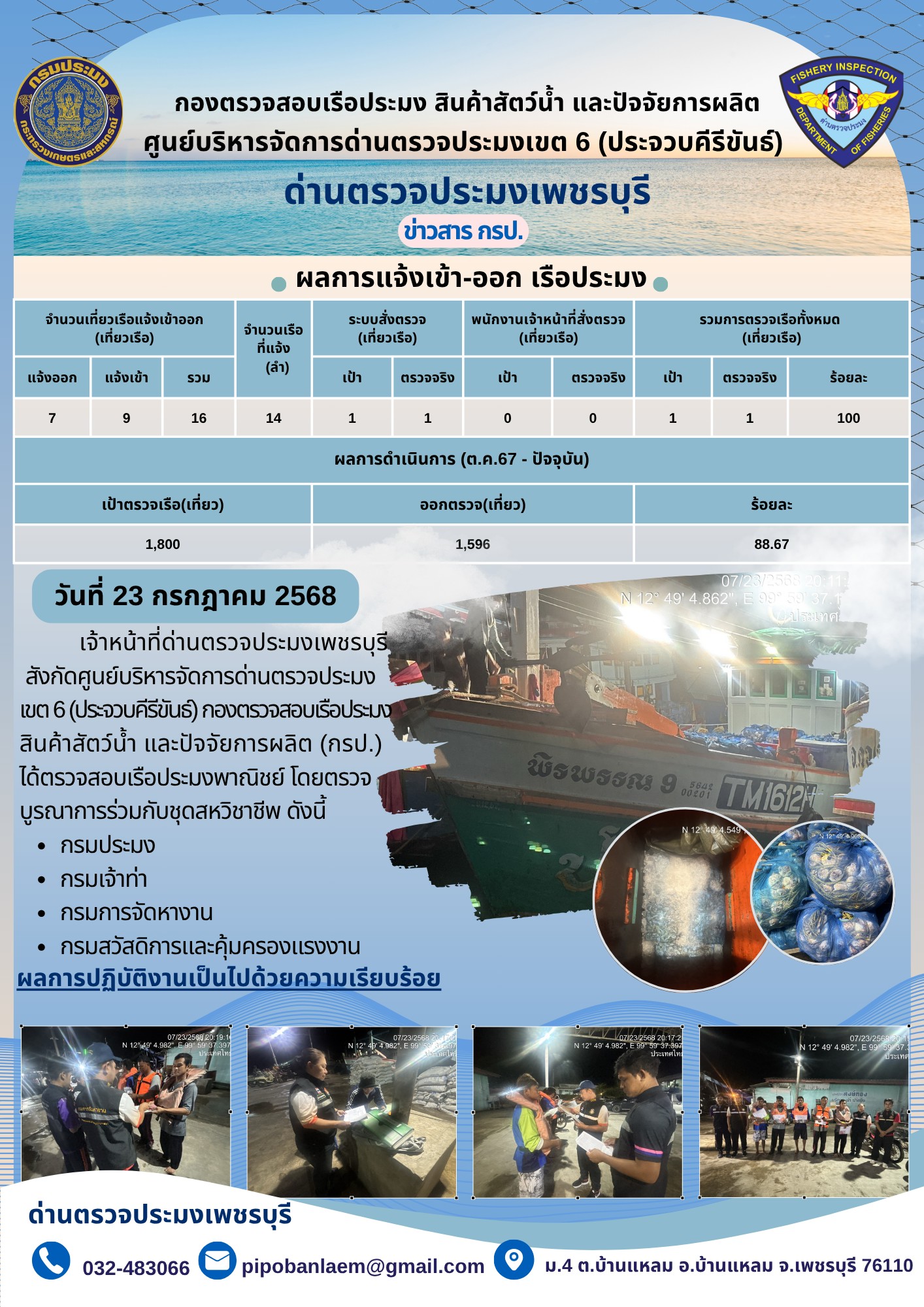 ข่าวประชาสัมพันธ์ ด่านตรวจประมงเพชรบุรี 