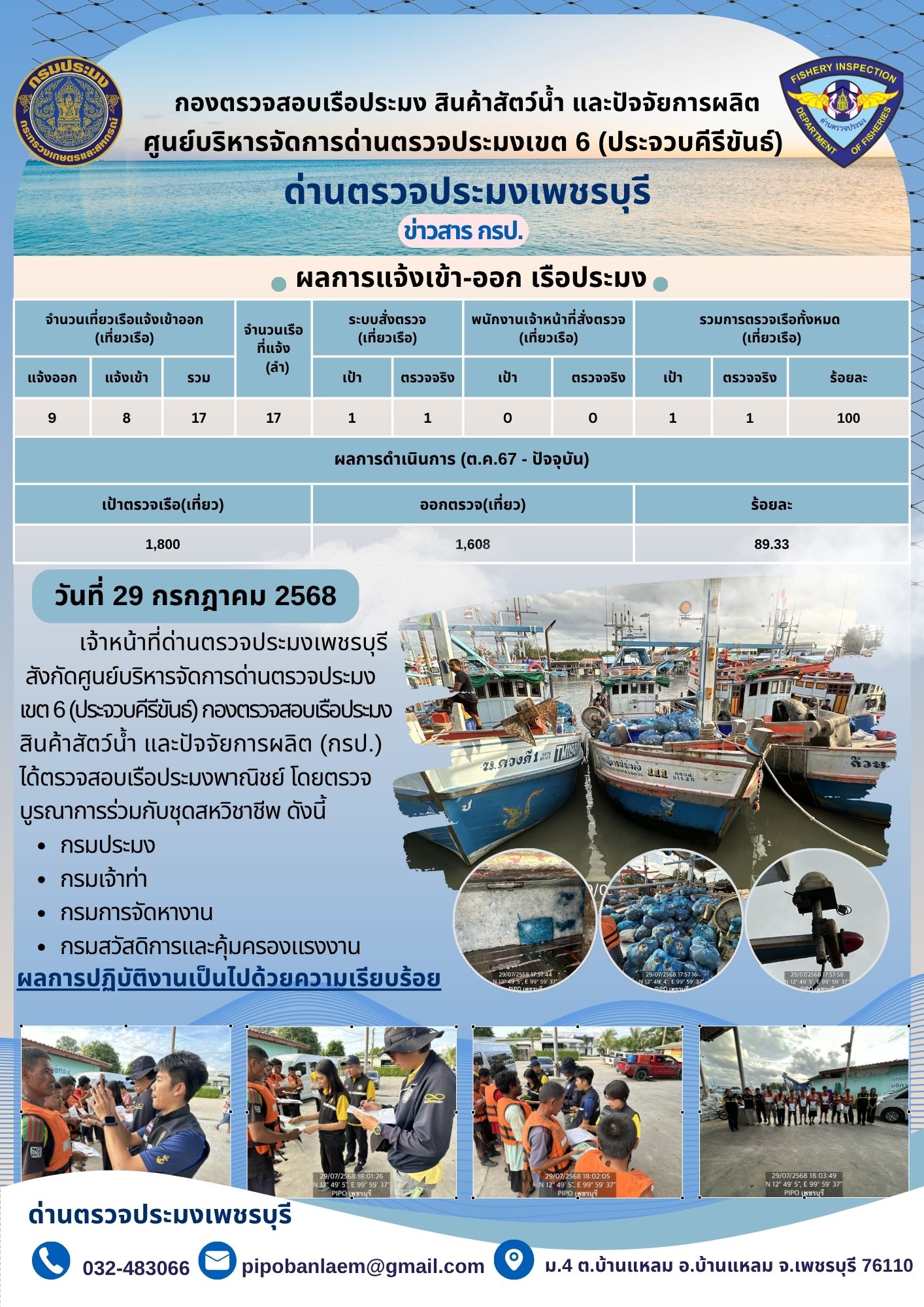ข่าวประชาสัมพันธ์ ด่านตรวจประมงเพชรบุรี