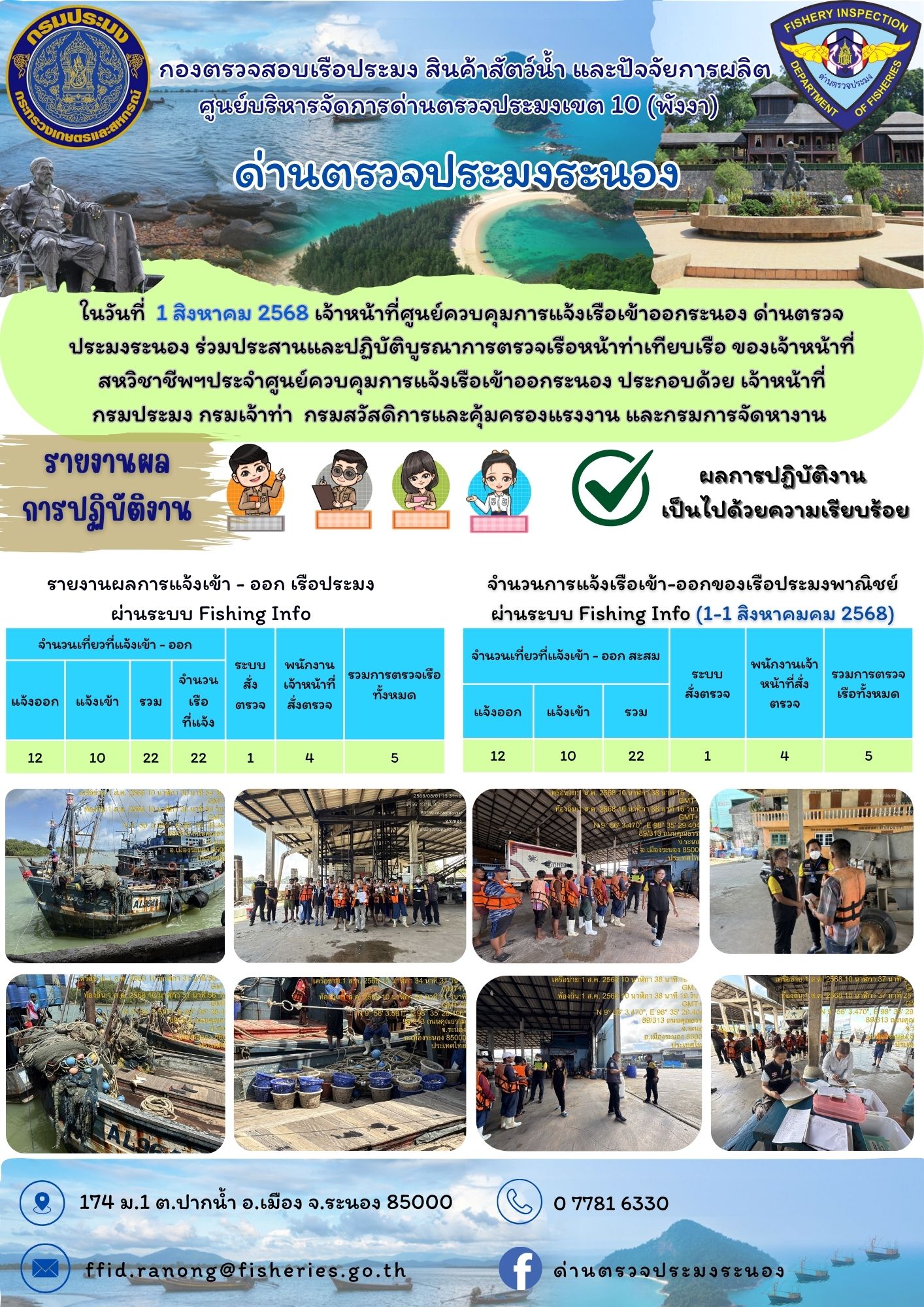 ตรวจสอบเรือประมงพาณิชย์ ณ ท่าเทียบเรือประมง