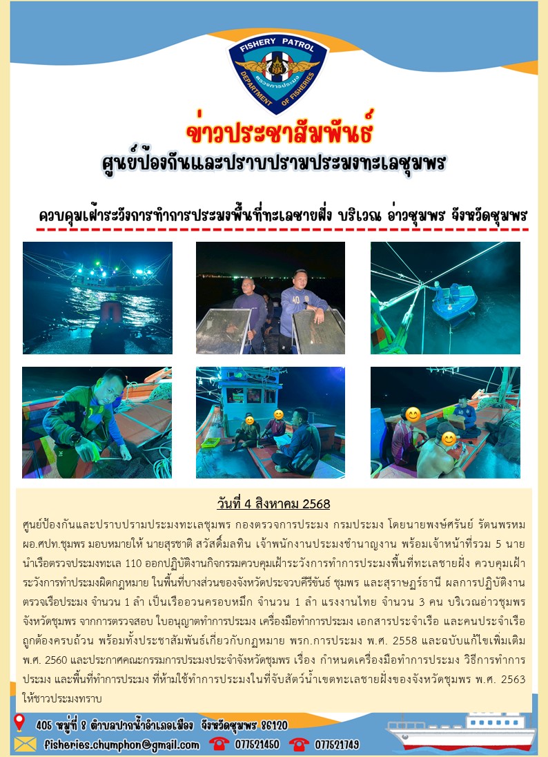 ควบคุมเฝ้าระวังการทำการประมงพื