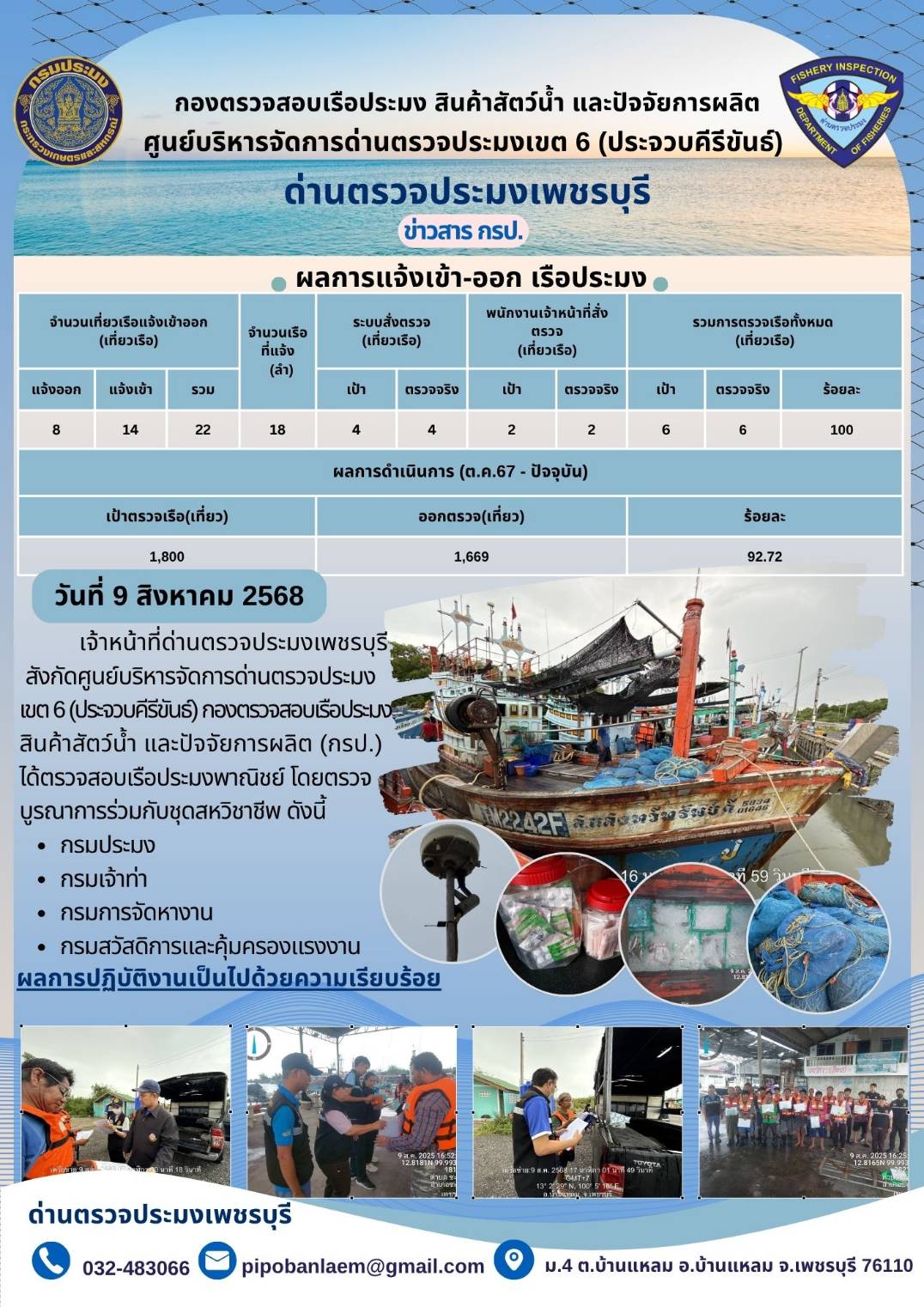 ตรวจสอบเรือประมงพาณิชย์ ณ ท่าเ